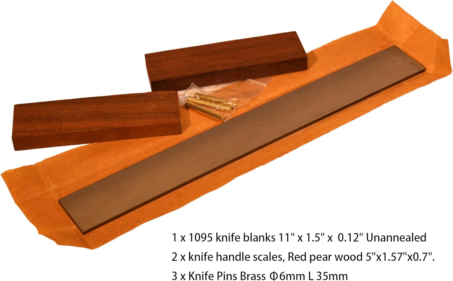 Knife Making Supplies include 1095 Knife Blades,Knife Scales Wood,Knife Handle Pins Brass for DIY Knife Making kit