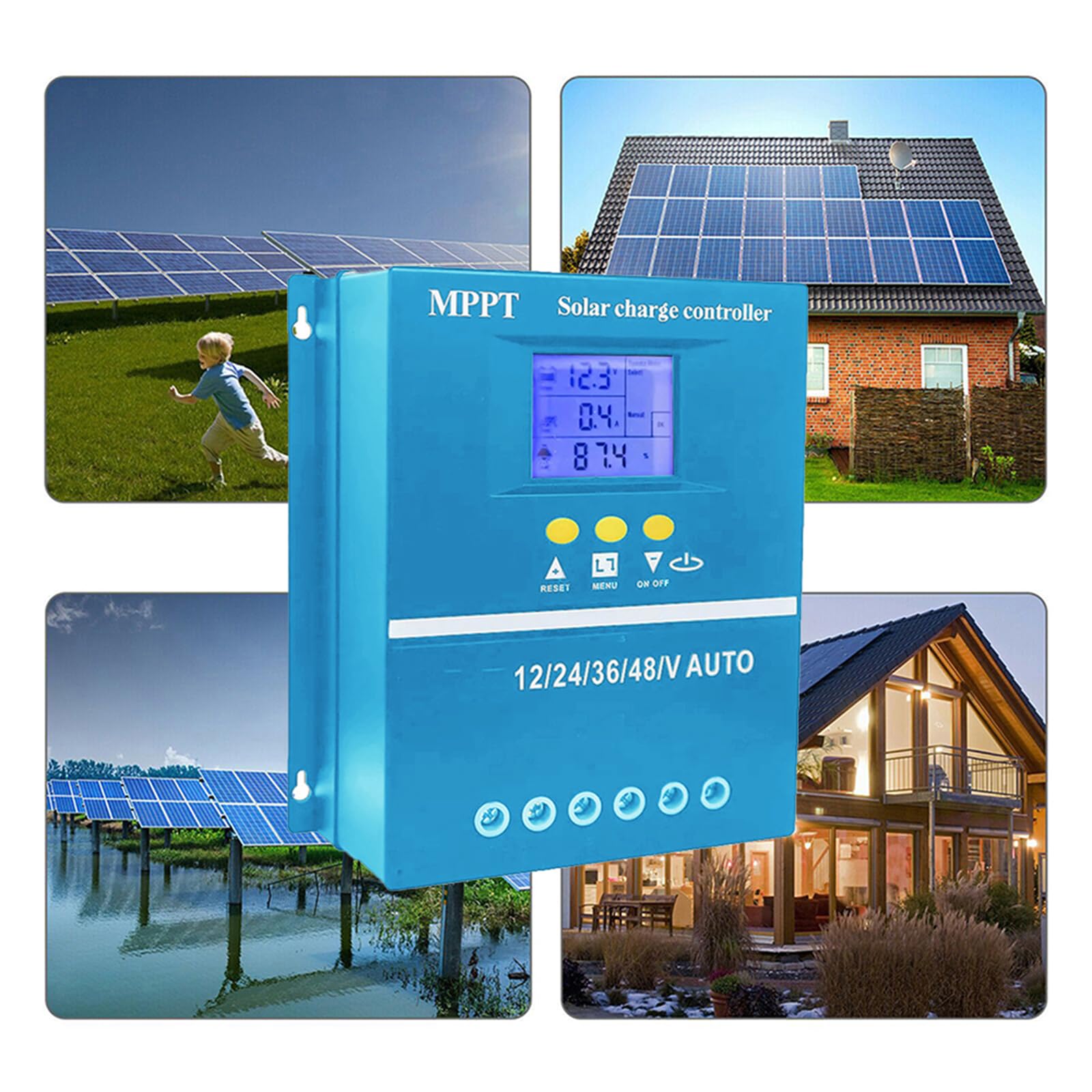100/80/150/200A Regulador de batería de carga solar automático MPPT driver de carga solar con visualización LCD para dispositivo electrónico