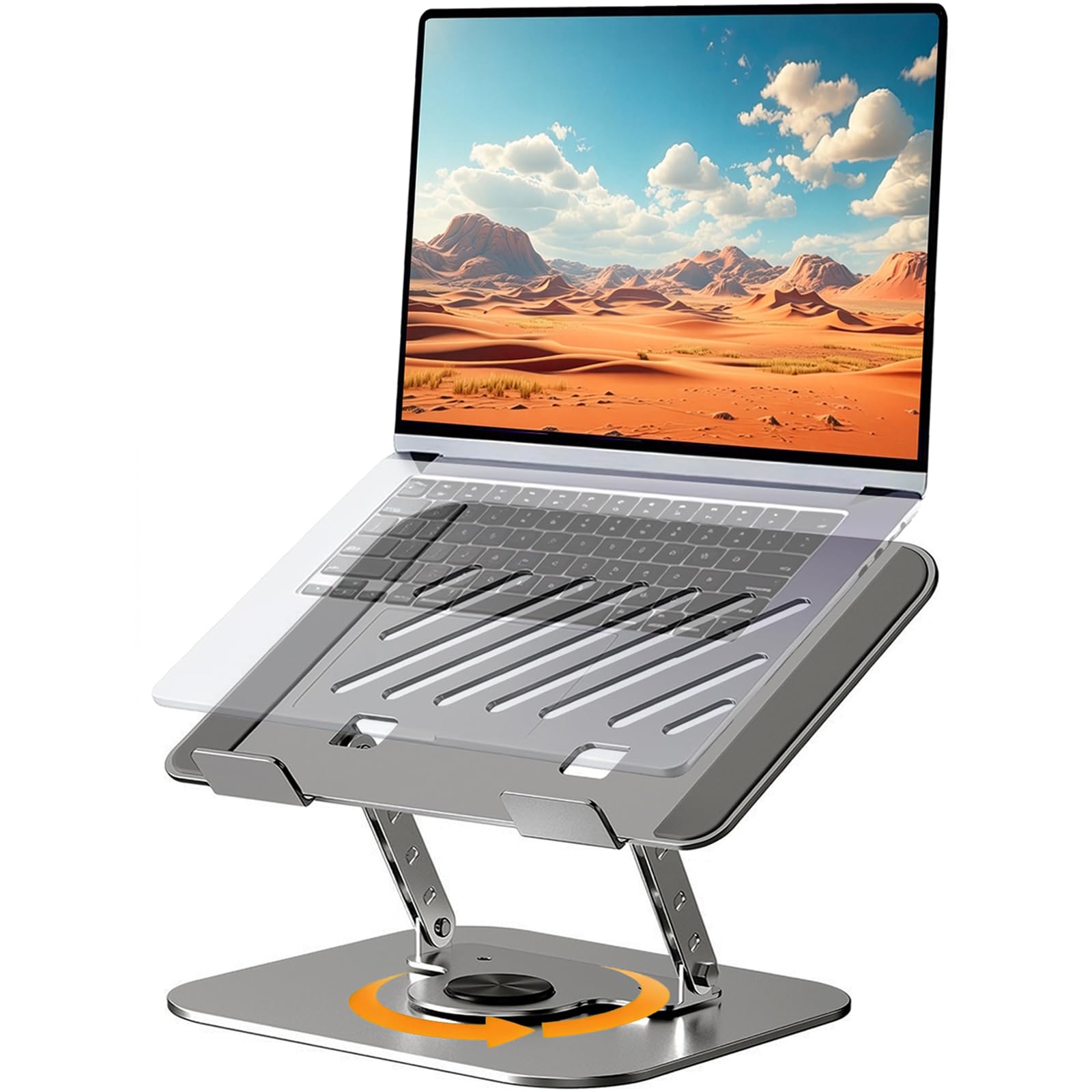 Supporto regolabile per laptop, supporto per computer con base rotante a 360, supporto ergonomico per scrivania pieghevole e portatile, adatto a MacBook Air Pro o laptop/tablet da 10,5-15,6 pollici