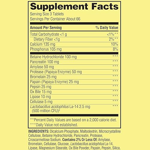 Miniatura 3 de Spring Valley - Comprimidos probióticos multienzima, fórmula digestiva de 200 unidades con acidófilo para la salud intestinal (paquete de 1), set