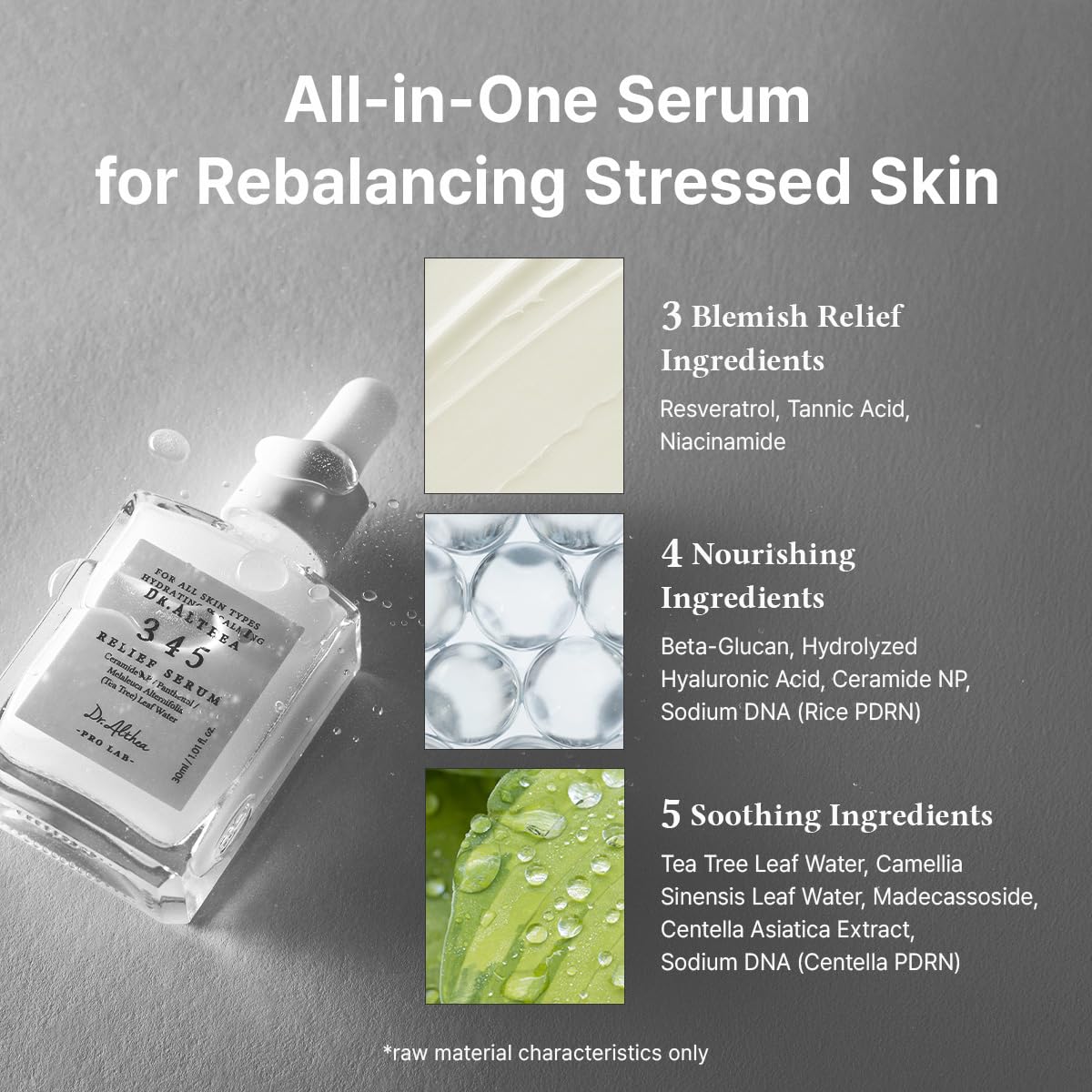 Dr.Althea 345 Sérum Calmante | Sérum facial hidratante diario para piel seca e irritada | Ayuda a calmar el enrojecimiento y el cuidado postacné | No comedogénico | Cosmética vegana coreana, 30 ml