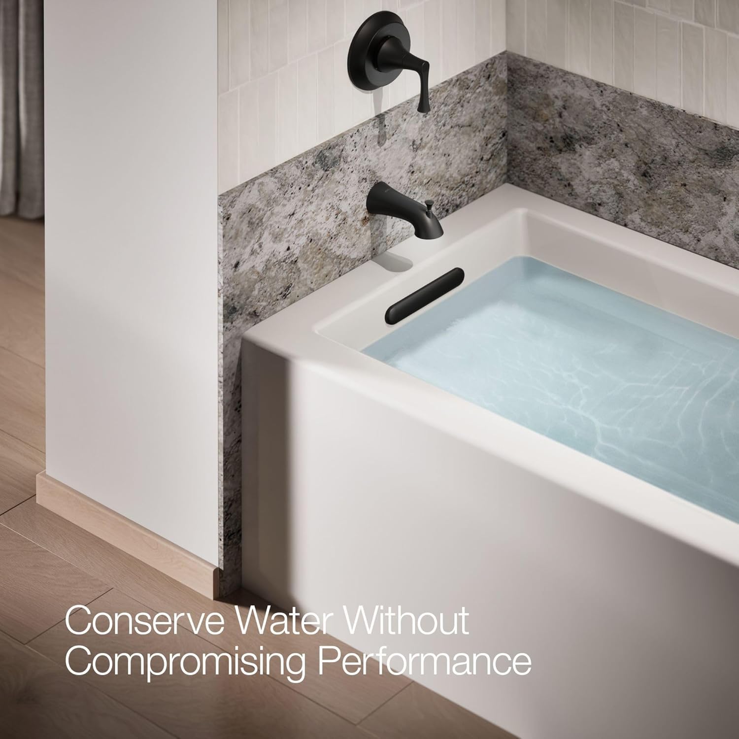 Kohler 35935-BL Buckley™ Wall-Mount Bath spout with Diverter, Matte Black