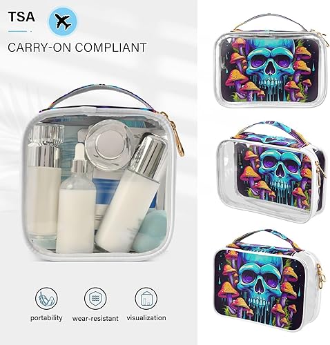 Miniatura 5 de Skull Mushrooms Clear Toiletry Bag for Traveling,2 Pack Makeup Cosmetic Bag with Zipper,Travel Bag for Toiletries,Travel Essentials 21214501