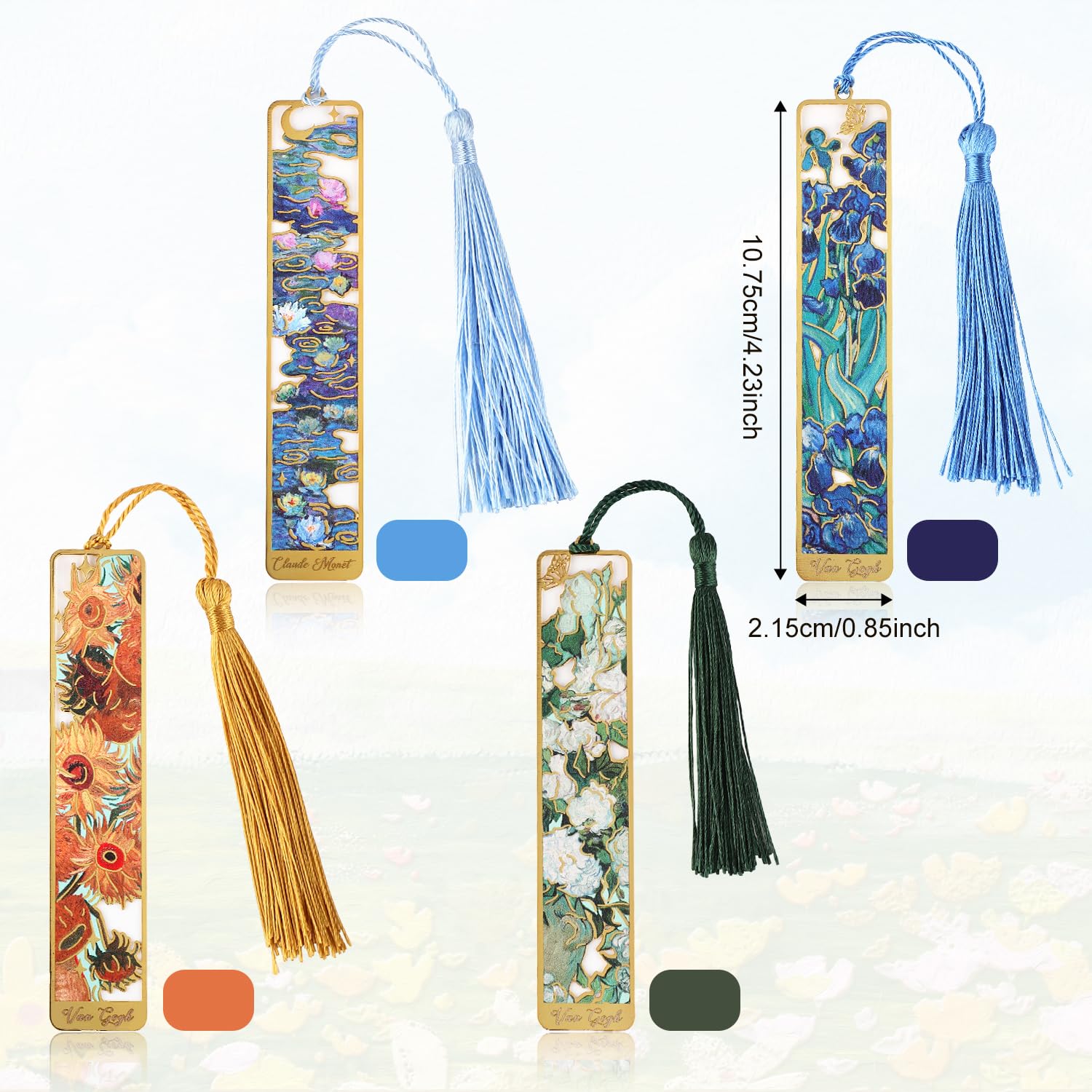 4pcs Metal Bookmarks with Tassel - Image 2