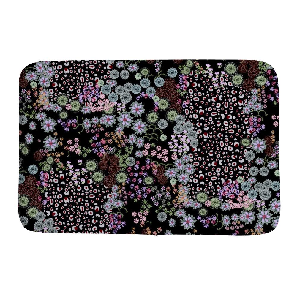 Tapis de bain fleurs léopard CHEHONG en velours 36x61 cm