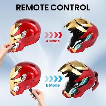 Iron-Man MK 50 1:1 Wearable Helmet - Voice, Touch, and RC with LED Eyes, Realistic Sound Effects, Movable Back and Ear Panels, Perfect for Cosplay and Collectible Figures for Adults and Teens