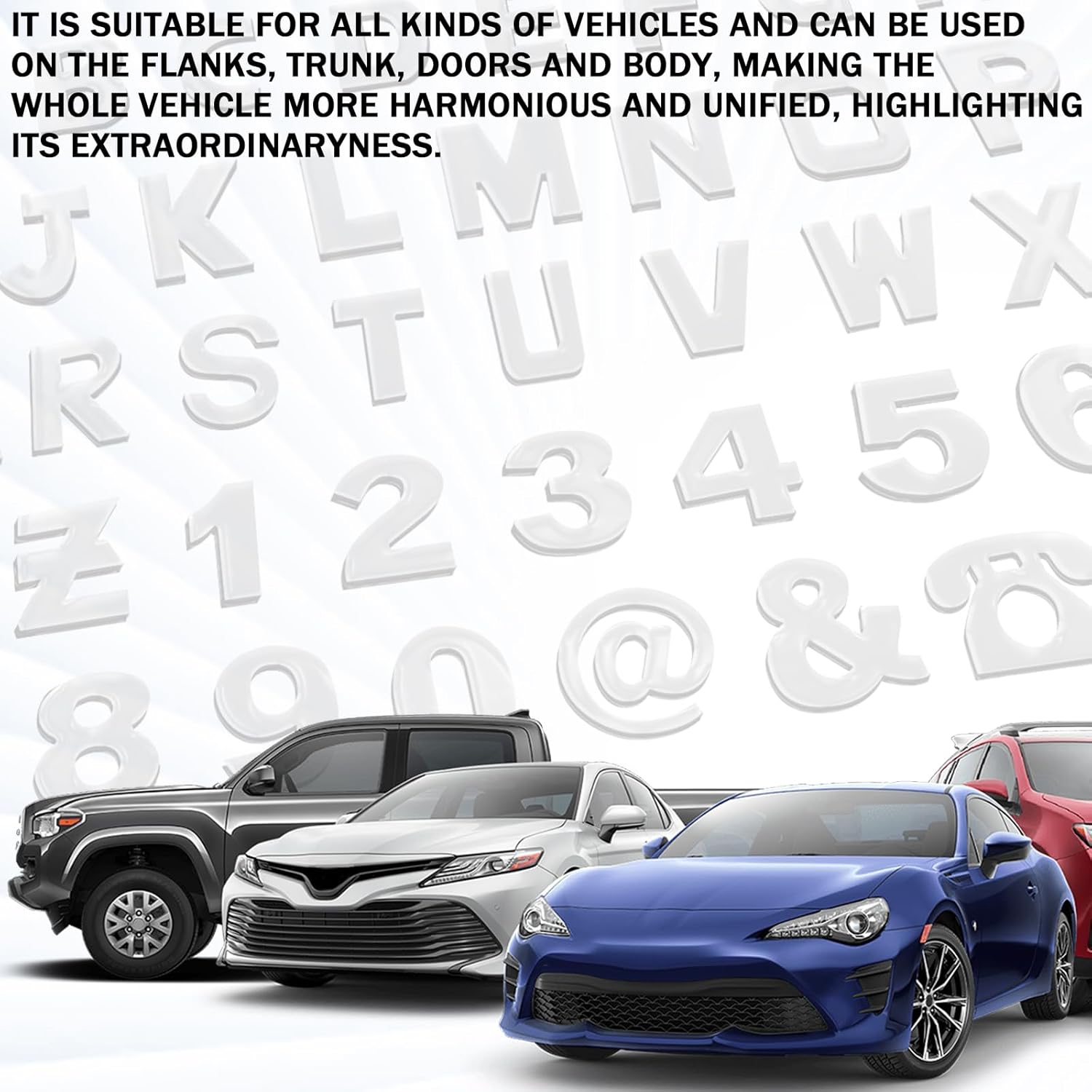 40PCS Custom Car Decal, 3D Chrome Letters Emblem, DIY Adhesive Number Symbol Badge, Vehicle Logo Stickers and Decals for Car Side Rear Trunk and Wall Decor Outdoor, Automotive Accessories