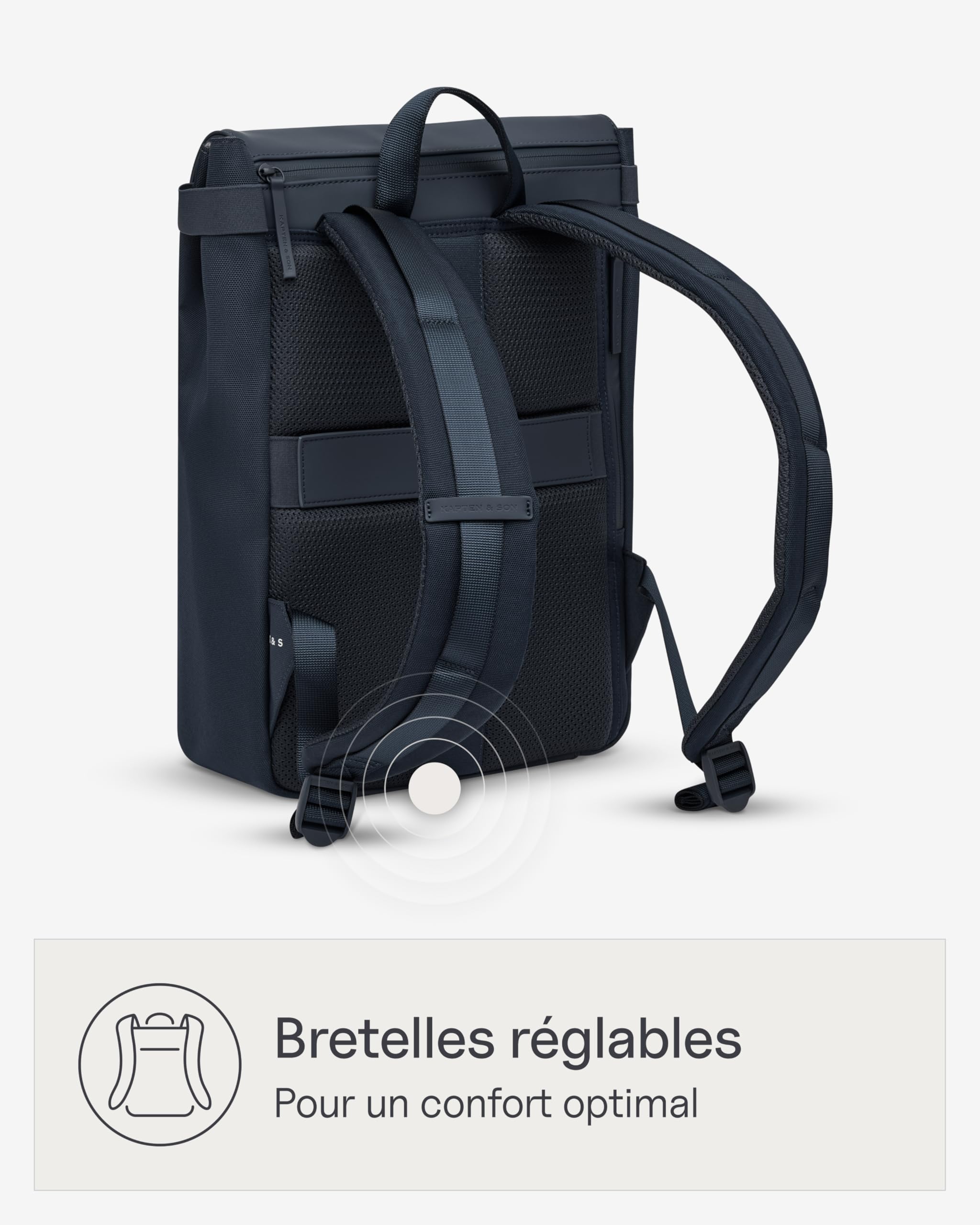 Kapten & Son Fyn Classic Sac a dos 13 L | Sac à dos pour homme et femme noir | compartiment pour ordinateur de 14" | idéal pour le voyage en avion comme bagage cabine, université, école