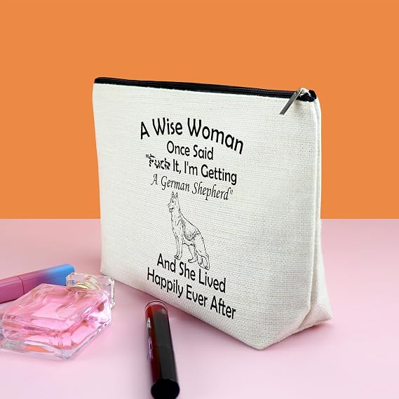 German Shepherd Dog Owner Gift Makeup Bag Dogs Lover Gifts for Dog Mum Girl Women Daughter Sister Friend German Shepherd Lover Gift Cosmetic Bag with Zipper Funny Puppy Travel Pouch