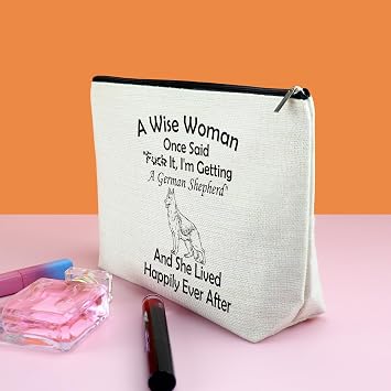 German Shepherd Dog Owner Gift Makeup Bag Dogs Lover Gifts for Dog Mum Girl Women Daughter Sister Friend German Shepherd Lover Gift Cosmetic Bag with Zipper Funny Puppy Travel Pouch