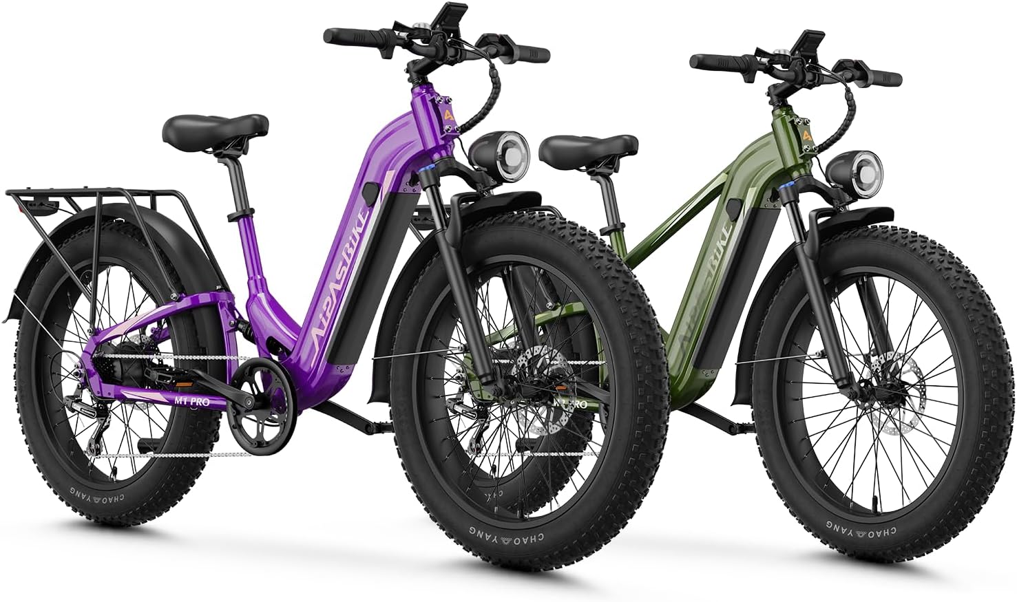 Aipas M1 Pro & M2 Pro Electric Bike Combo, 1800W Peak Motor Fat Tire EBikes for Adults, 36MPH Electric mountain Bike with 48V 17.5Ah Battery, 26" x 4.0" All-Terrain Tires, 7 Speed, 85 Miles Long Range