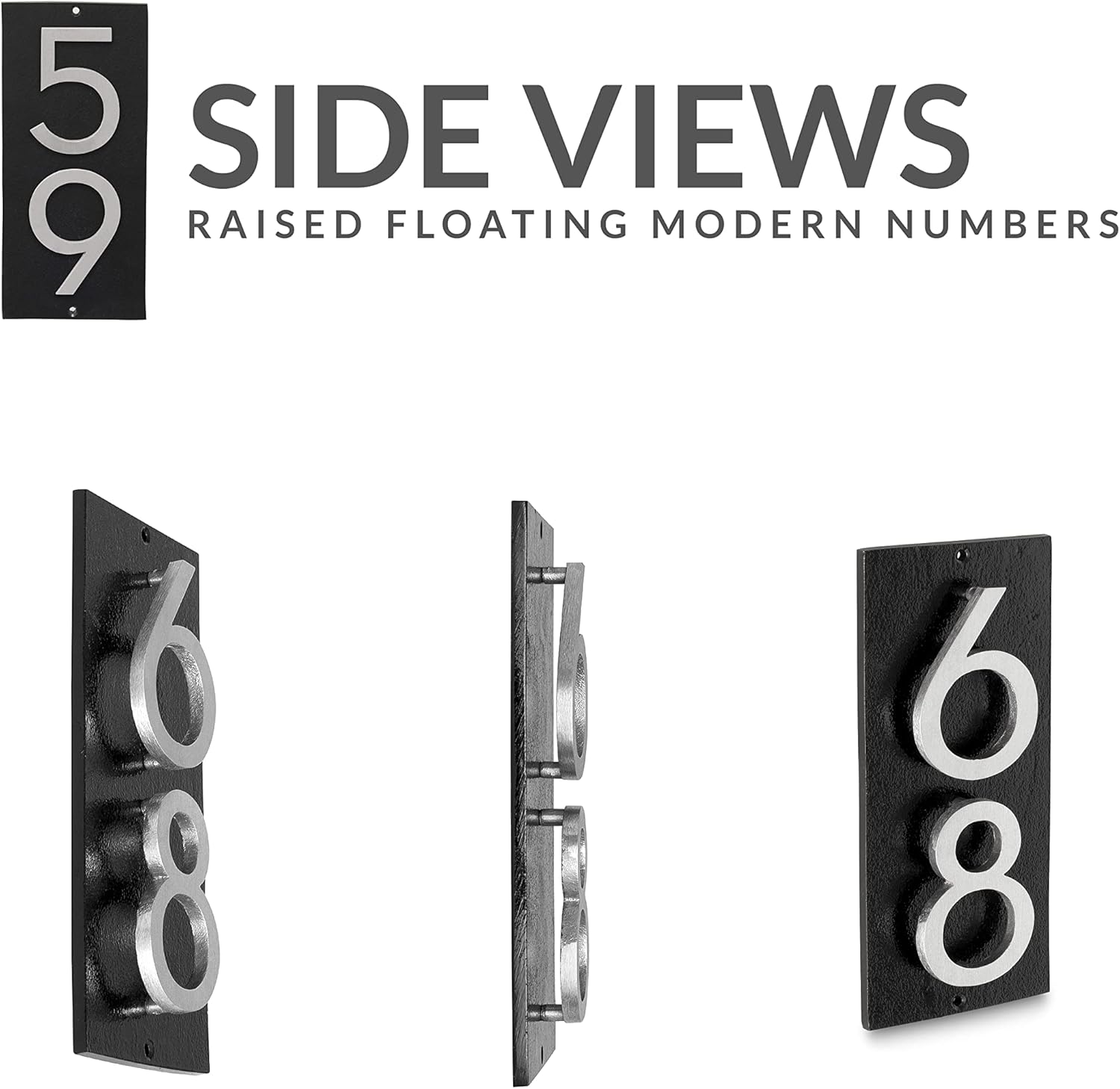 Montague Metal Products Floating Modern 4‘’ Number Vertical Address Plaque-Assembled-Address Sign-House numbers sign-Aluminum-Easy to Install-Vertical-2 Digit