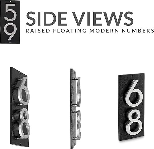 Miniatura 2 de Placa de dirección vertical de 3 pulgadas flotante con números de casa, aluminio, fácil de instalar, vertical, 2 dígitos