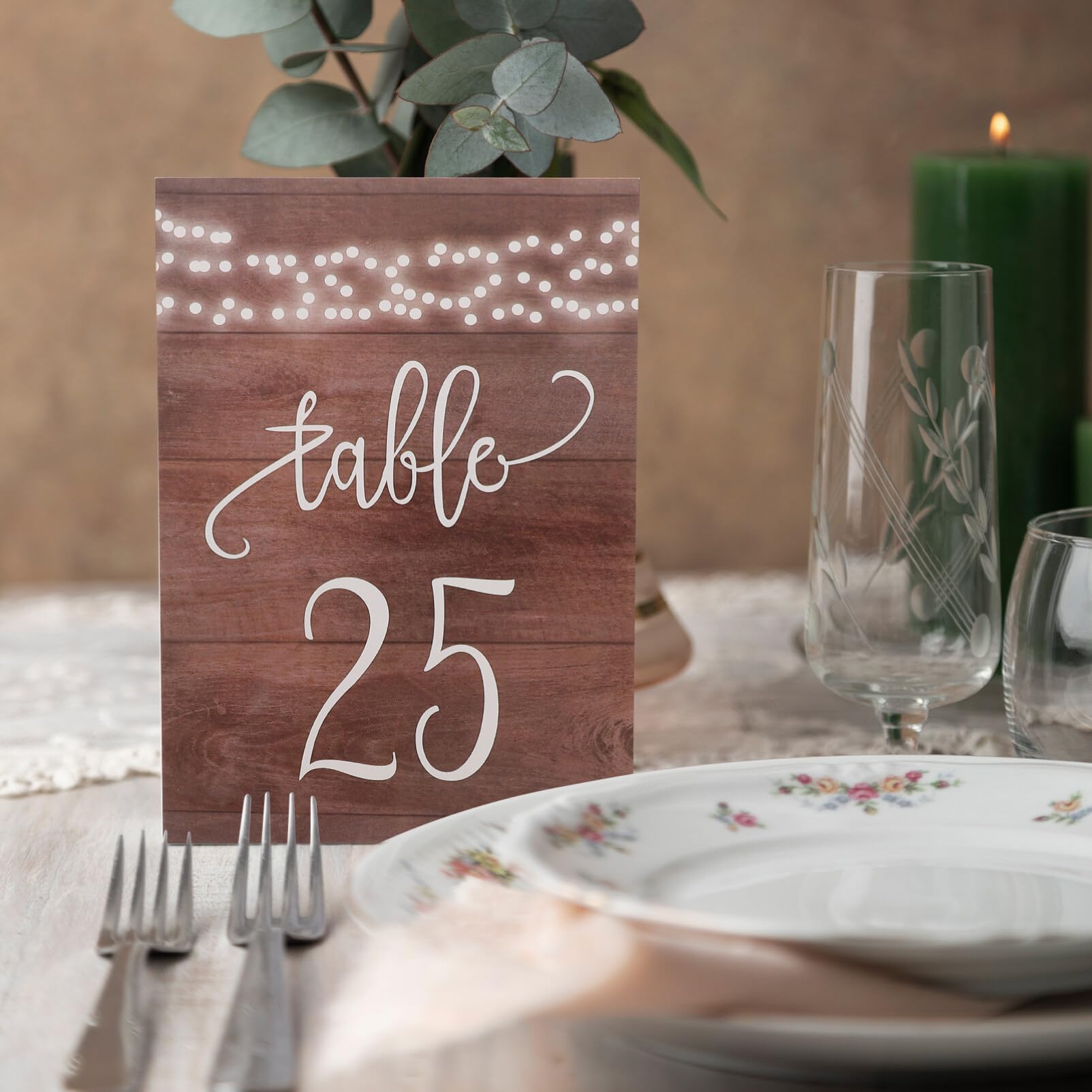 Numéros de Table Mariage en Bois Marron, Lot de 25 Pièces