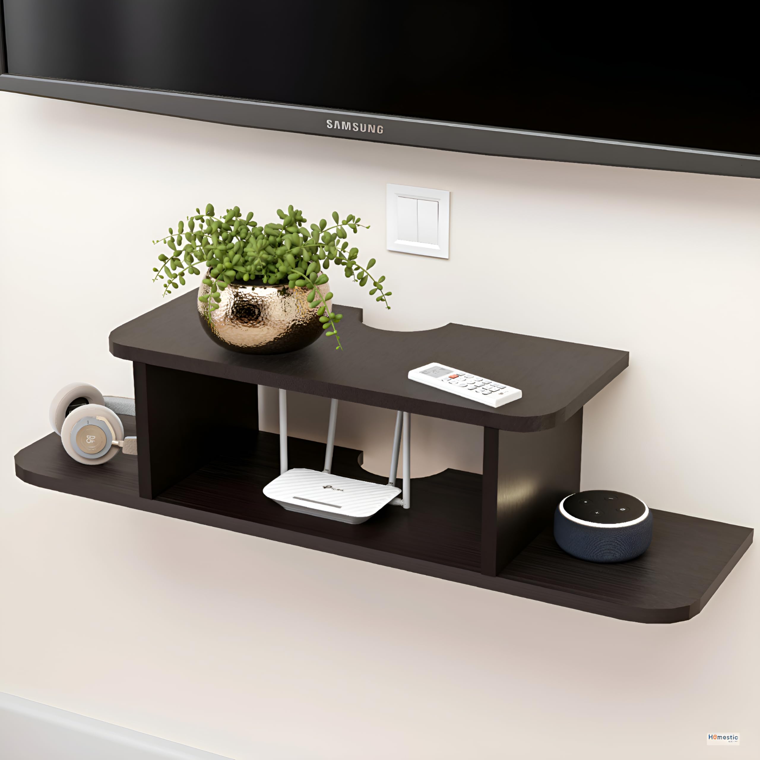 OXMIC TV Setup Box Stand – Glossy Engineered Wood, ₹499
