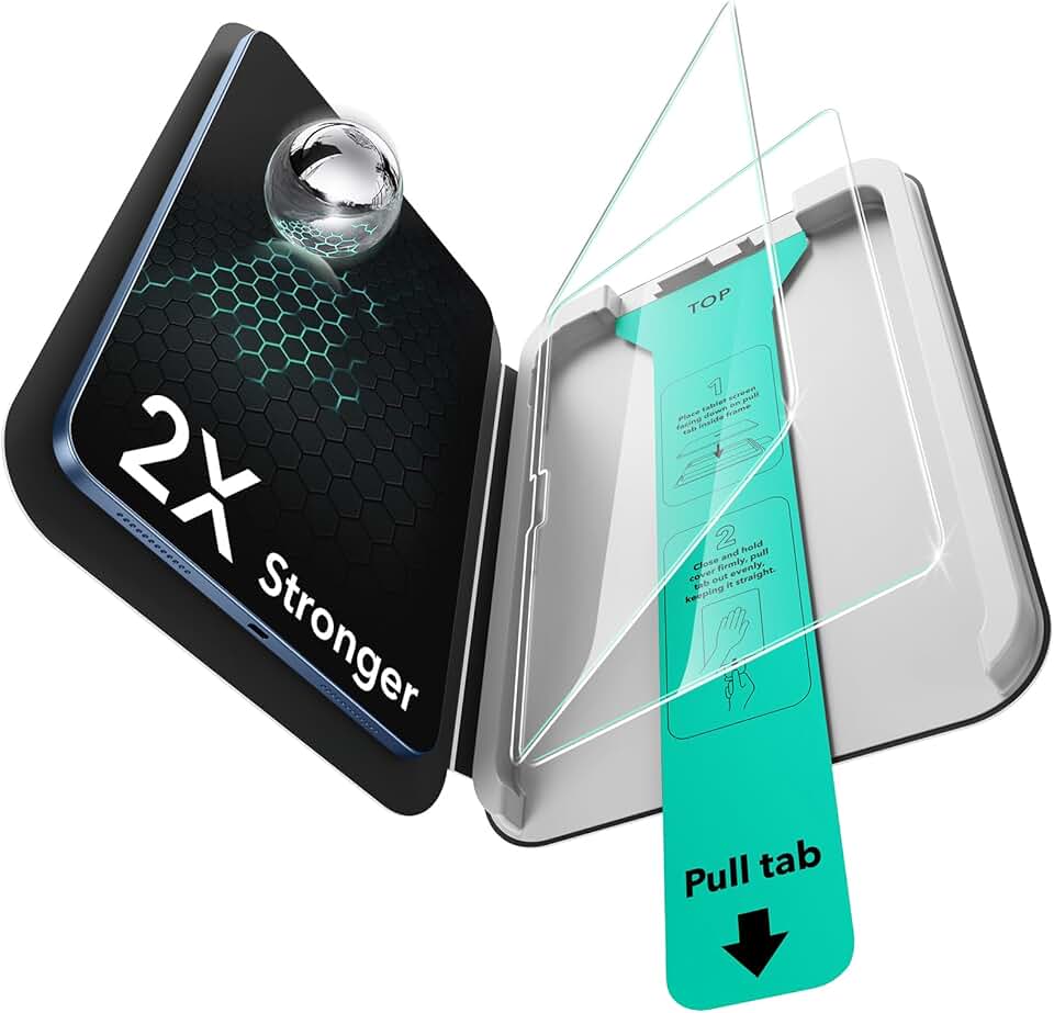 ESR Pacote com 2 protetores de tela para iPad A16 11ª/10ª geração (11 polegadas/10,9, 2025/2022), filme de vidro temperado 9H com bandeja UltraFit, suporte para Apple Pencil, resistente a arranhões