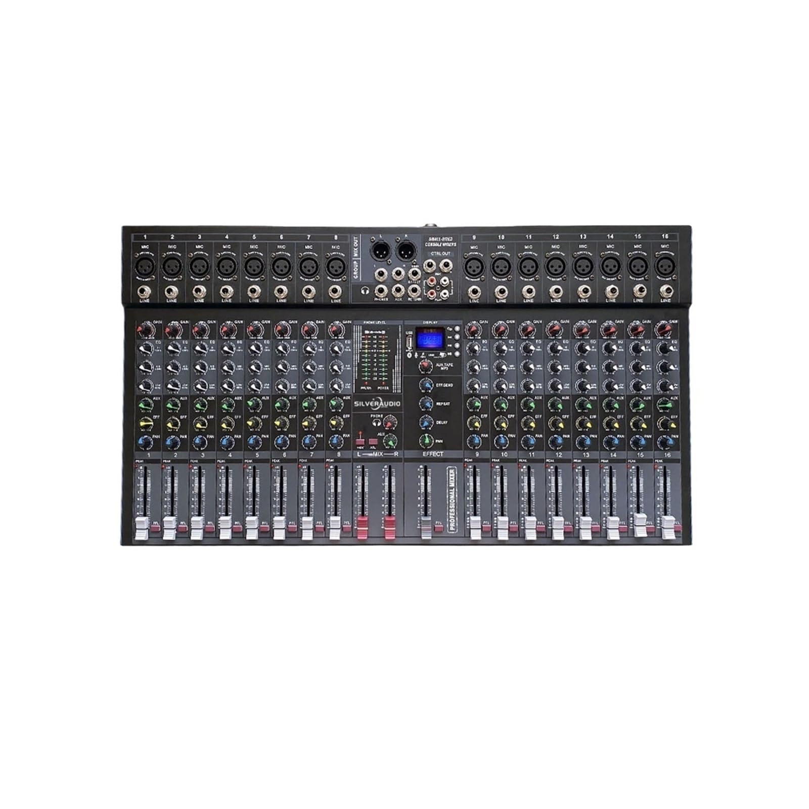 Mezclador de audio, Mezclador profesional de 16 canales con salida única BT y efecto reverberación, ideal for presentaciones canto