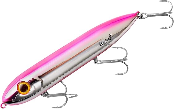 Heddon Super Spook Topwater Fishing Lure for Saltwater and Freshwater, Chrome/Pink, Super Spook 7/8 oz