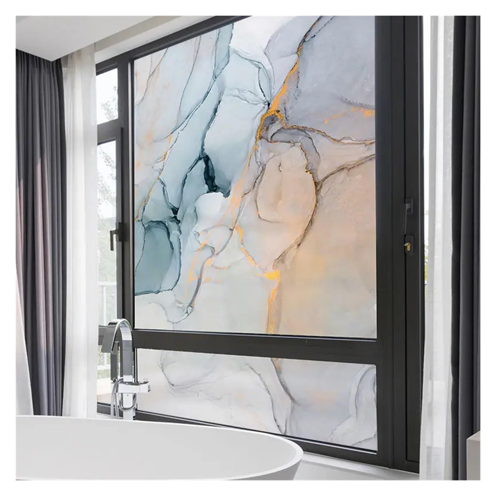 Película de ventana esmerilada de vinilo no adhesiva | Puerta de ducha multicolor for oficina en casa de varios tamaños: mármol de vidriera esmerilada(Colour-c,60x120cm)