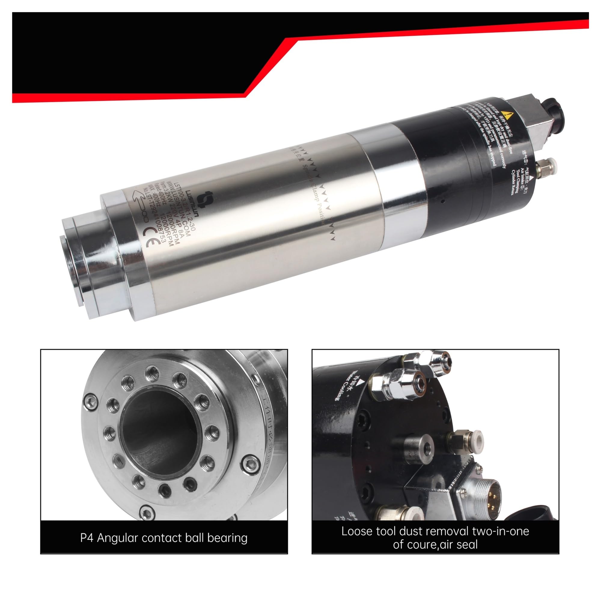 3,2 KW BT30 12000 U/min Automatischer Werkzeugwechsel ATC-Spindelmotor Werkzeughalter Wasserkühlung Gekühlt for das Fräsen von Metall-CNC-Fräsern(with Inverter,220/V)