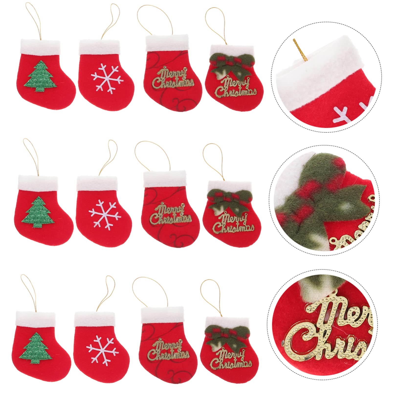 Amosfun 4 Sätze Weihnachtsstrumpfverzierungen Weihnachtsüberraschung Weihnachts Party Weihnachtsspielzeug Weihnachten Baum Weihnachtsdekore Kleine Weihnachtsstrümpfe Vlies Rot 16 Stück * 4
