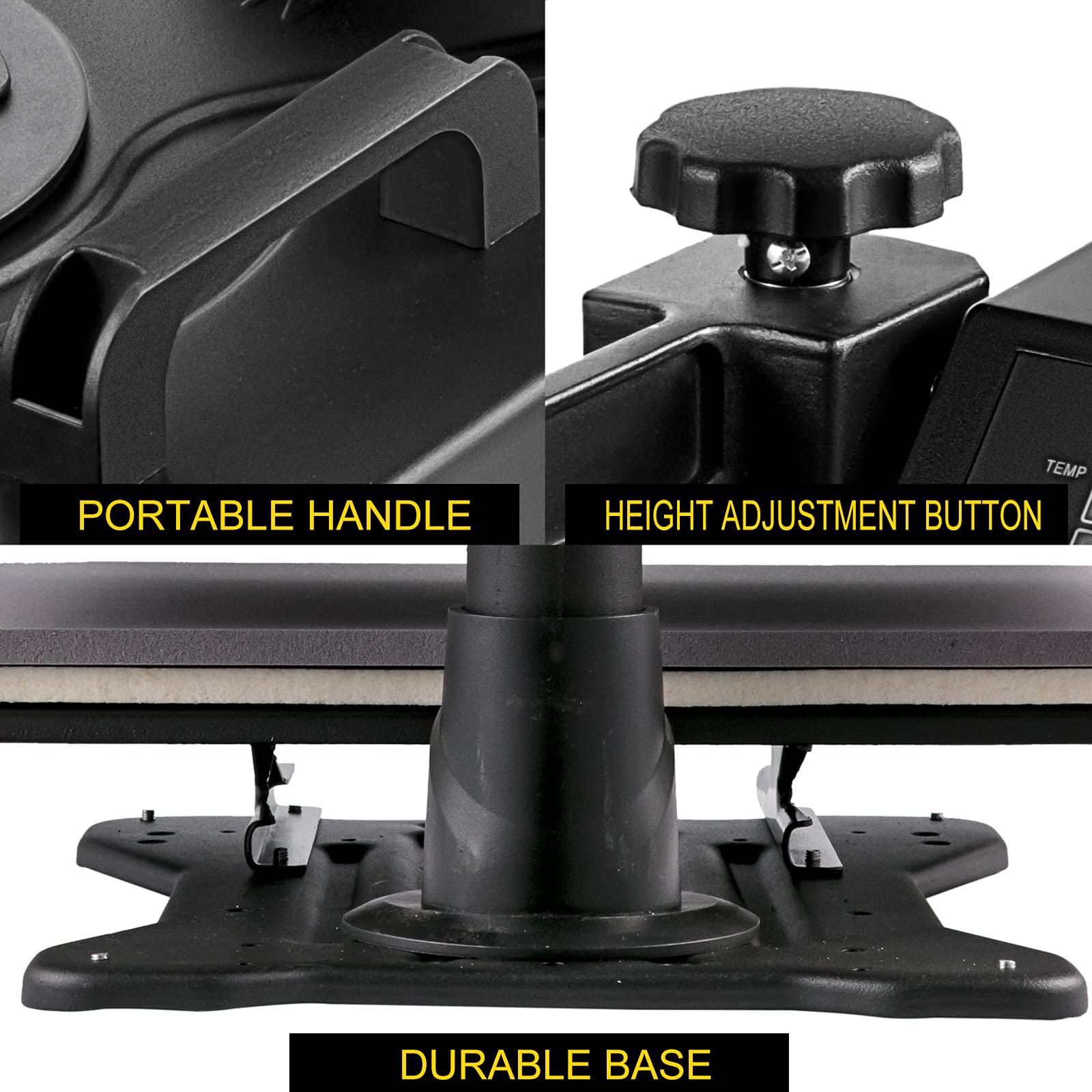 VEVOR 5 en 1 Prensa de Calor, Máquina de Transferencia de Calor Multifuncional de 38 x 30 cm, Máquina de Impresión de Calor Giratoria para Tazas Camisetas con Pantalla LED Digital Negro