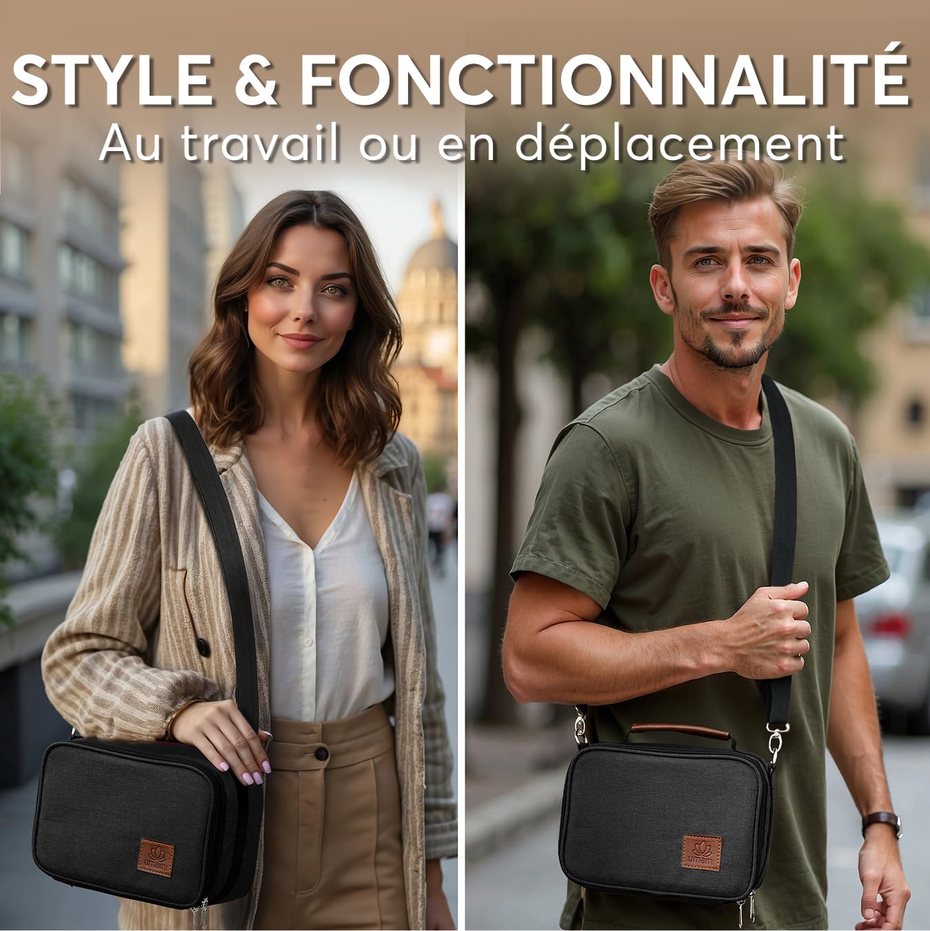 Umami Sac Isotherme Repas Femme/Homme 4L, L'élégance et la fraîcheur au Quotidien avec Notre Lunch Box Isotherme, idéale pour Le Bureau, sur Le Pouce, Petite Glacière Souple, Noir Uni