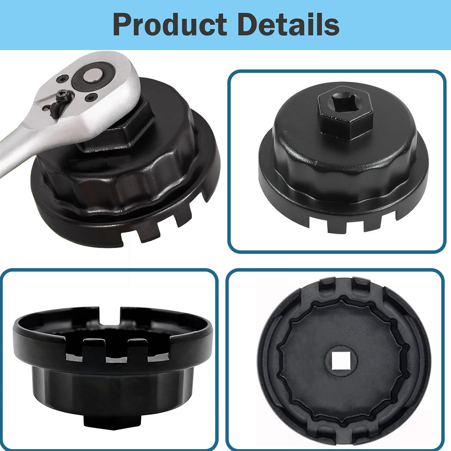 04152-yzza1 Oil Filter Change Kit with 64mm Oil Filter Wrench, Oil Drain Plug & Gasket for Toyota Tacoma Camry Tundra RAV4 Highlander Lexus ES/RX/Sienna