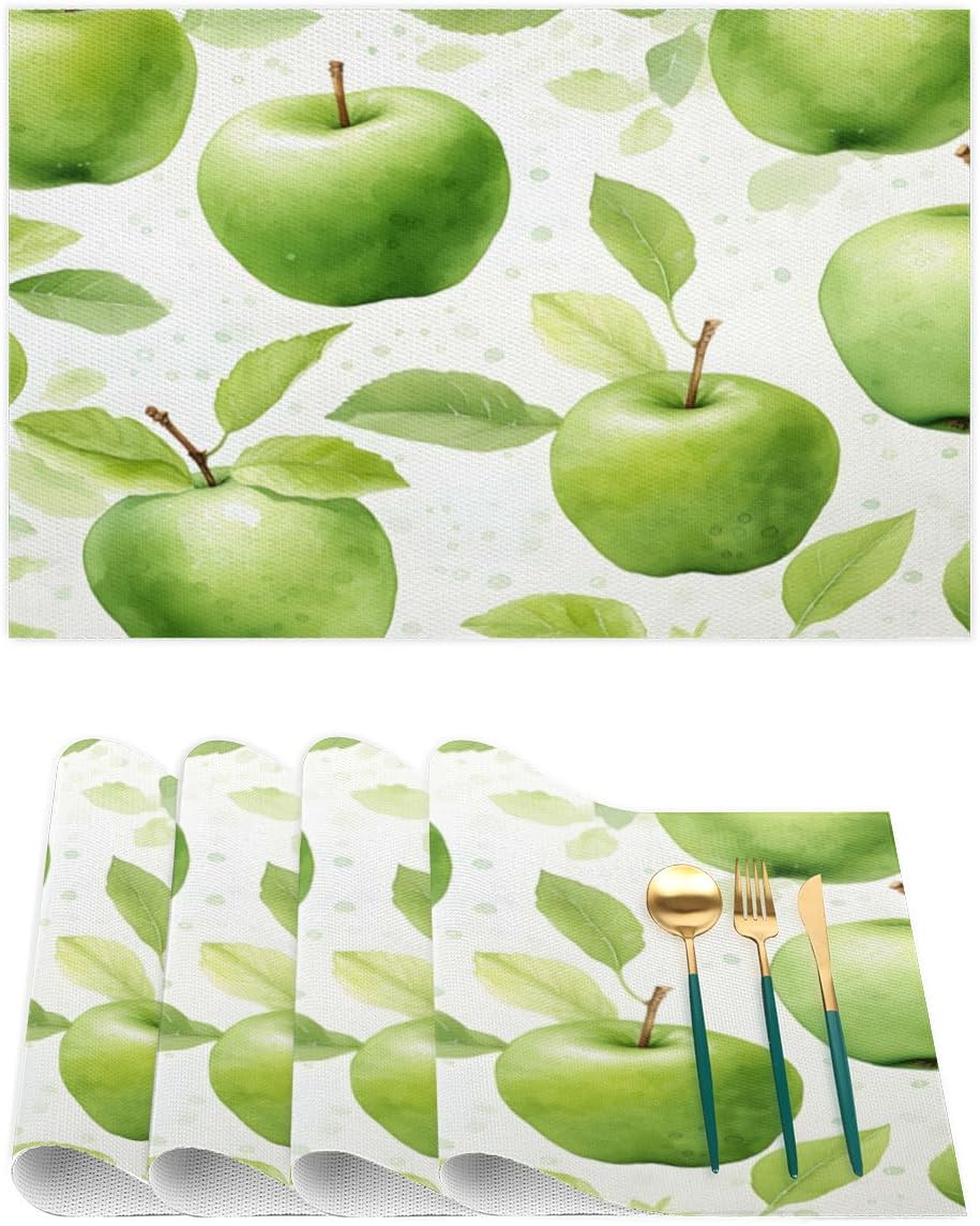 TropicalLife Green Apples Placemats Set of 4, Placemats for
