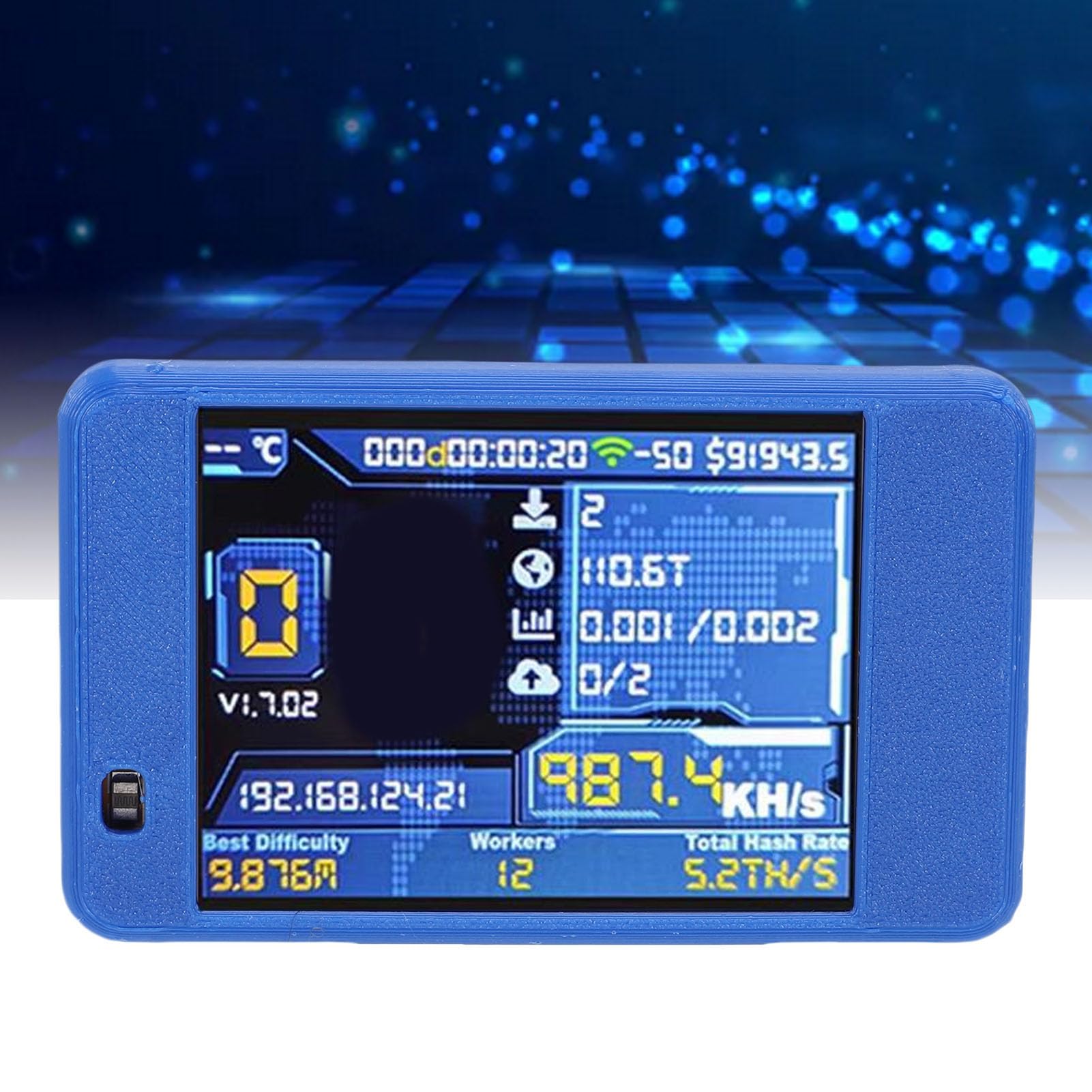 Sxhlseller Bitcoin Mining 2,8-calowy Ekran, NM Mining dla Komputerowych Nerdów, moduł Hashrate 1060 KH/s, Połączenie Wi-Fi, Tryb Losowej Loterii BTC Mining, Obsługa ESP32 (BLUE)