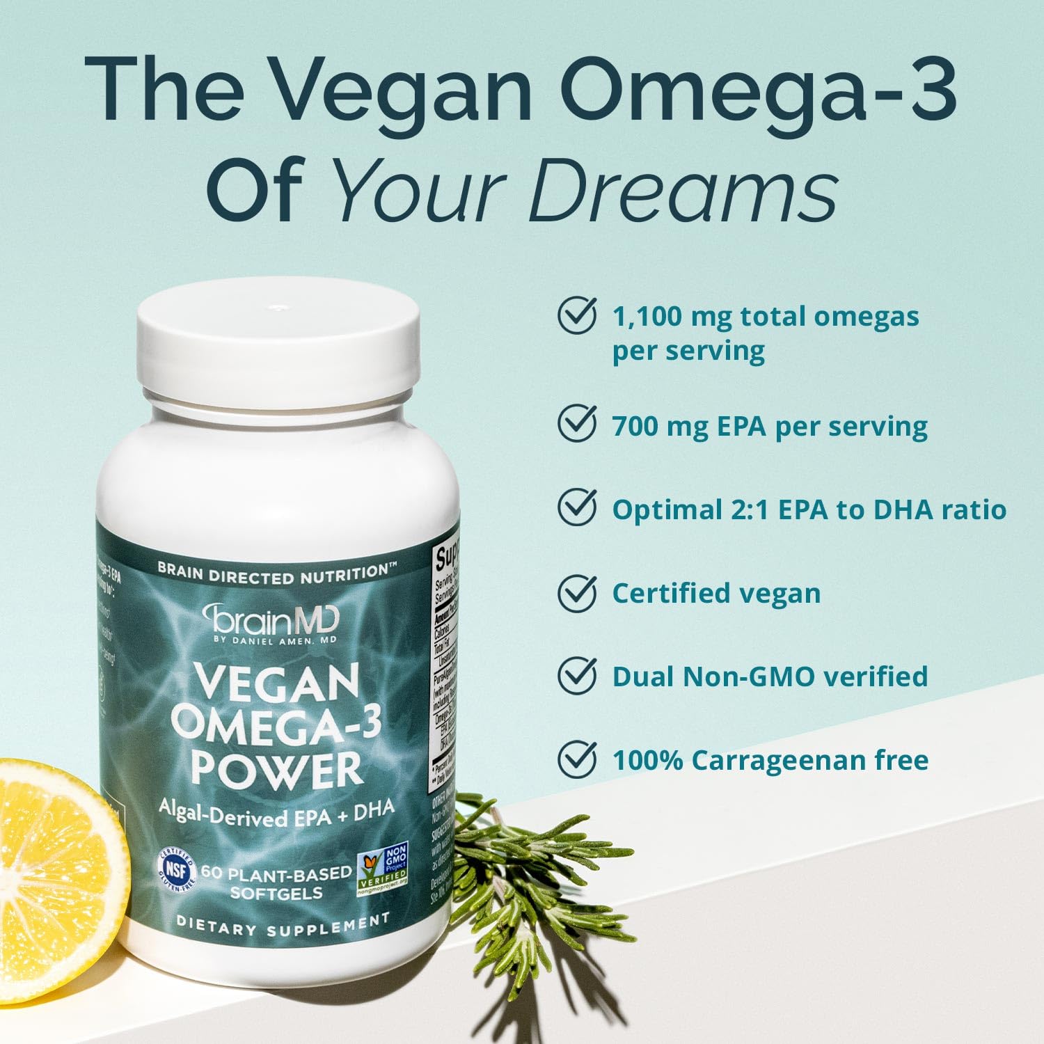 Amazon.com: BRAINMD Dr Amen Vegan Omega-3 Power - 60 Plant-Based