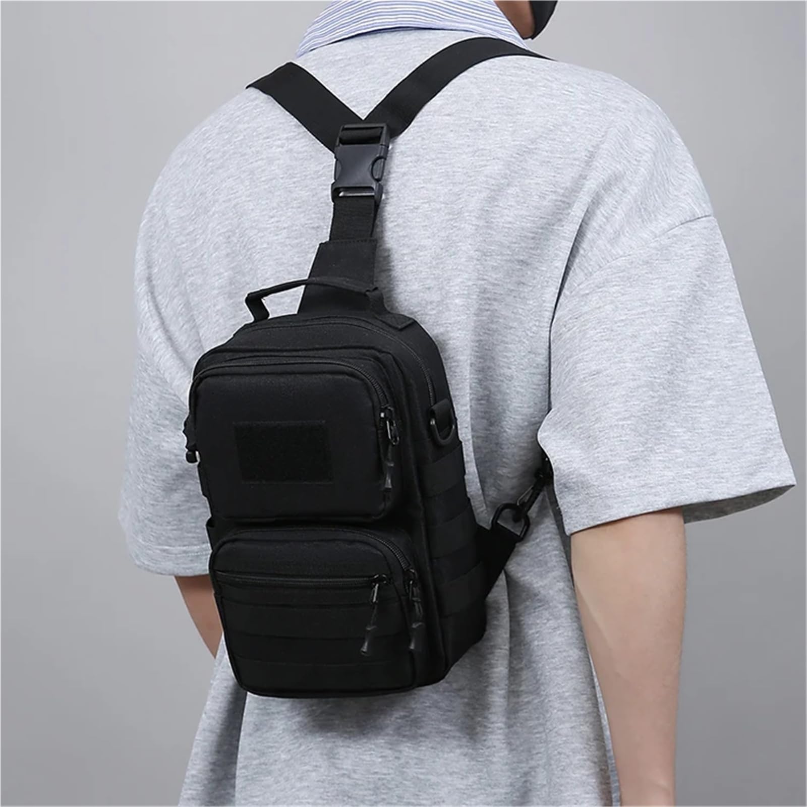 Borsa a tracolla da uomo, borsa da trekking mimetica, tasche multiple, borsa a tracolla laterale posteriore, zaino