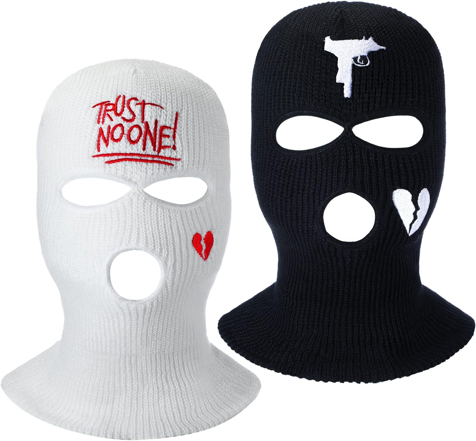 2 Pcs 3 Hole Ski Mask Winter Warm Balaclava Full Face Knit Ski Hat Mask Knitted Full Face Cover for Men Women