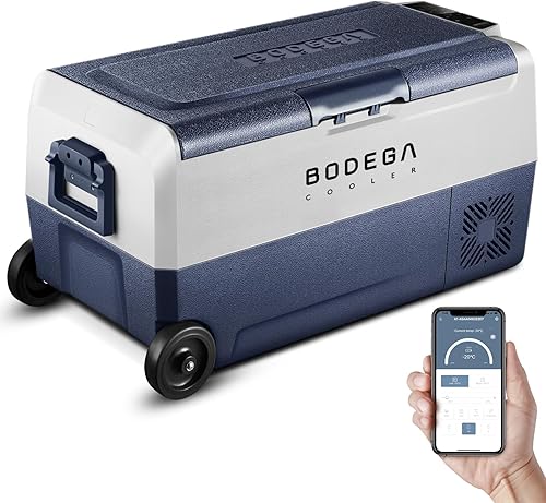 BODEGACOOLER Refrigerador de Coche de 12 Voltios, Congelador Portátil de 38 Cuartos de Galón, Refrigerador para Coche de Doble Zona con Control por