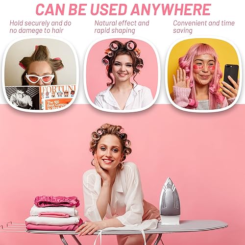 Miniatura 6 de Rodillos grandes de autoagarre con pinzas de pico de pato de acero inoxidable para cabello largo y mediano y volumen