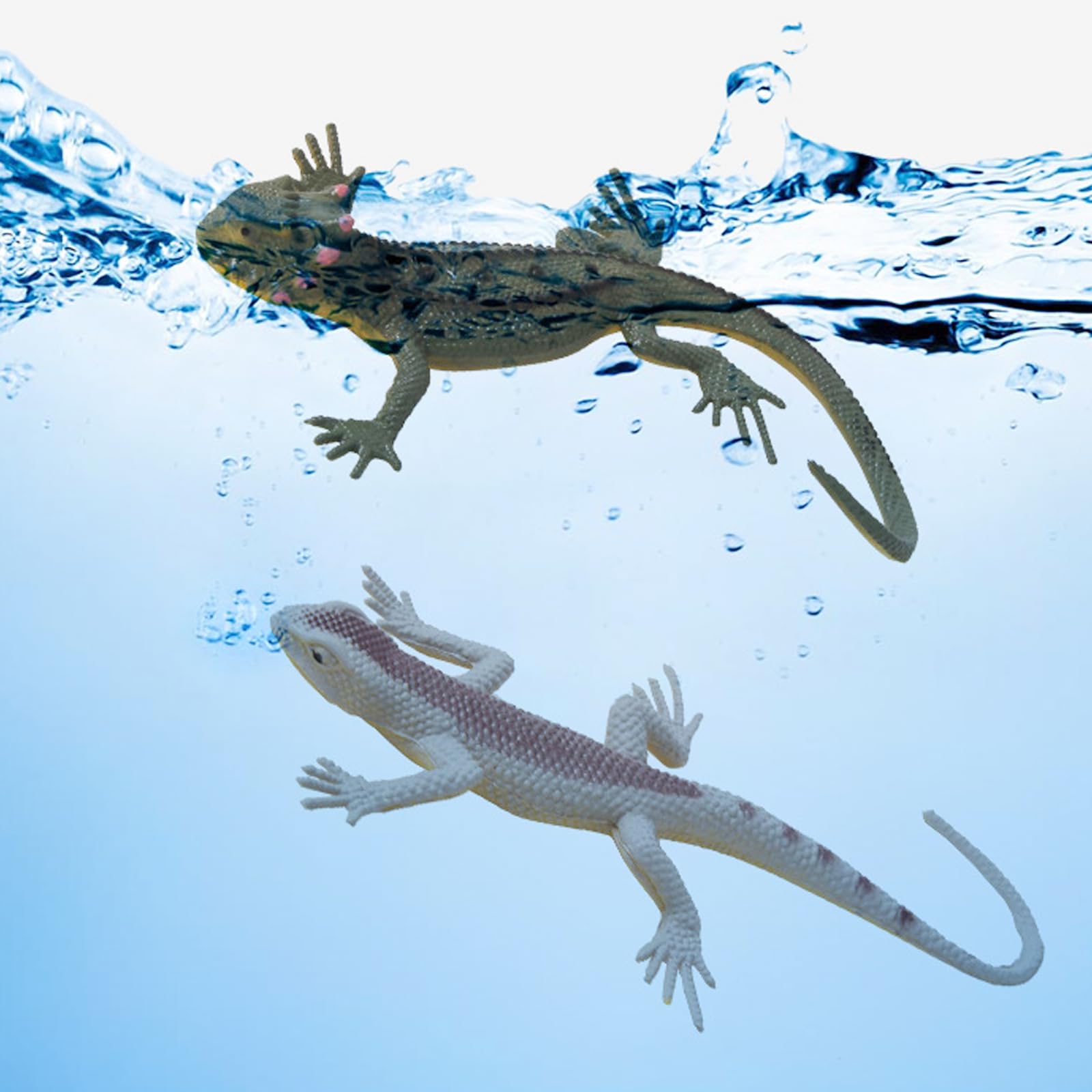 KONTONTY Eidechsen Quietschspielzeug 2er Set - Dehnbare Lustige Reptilien