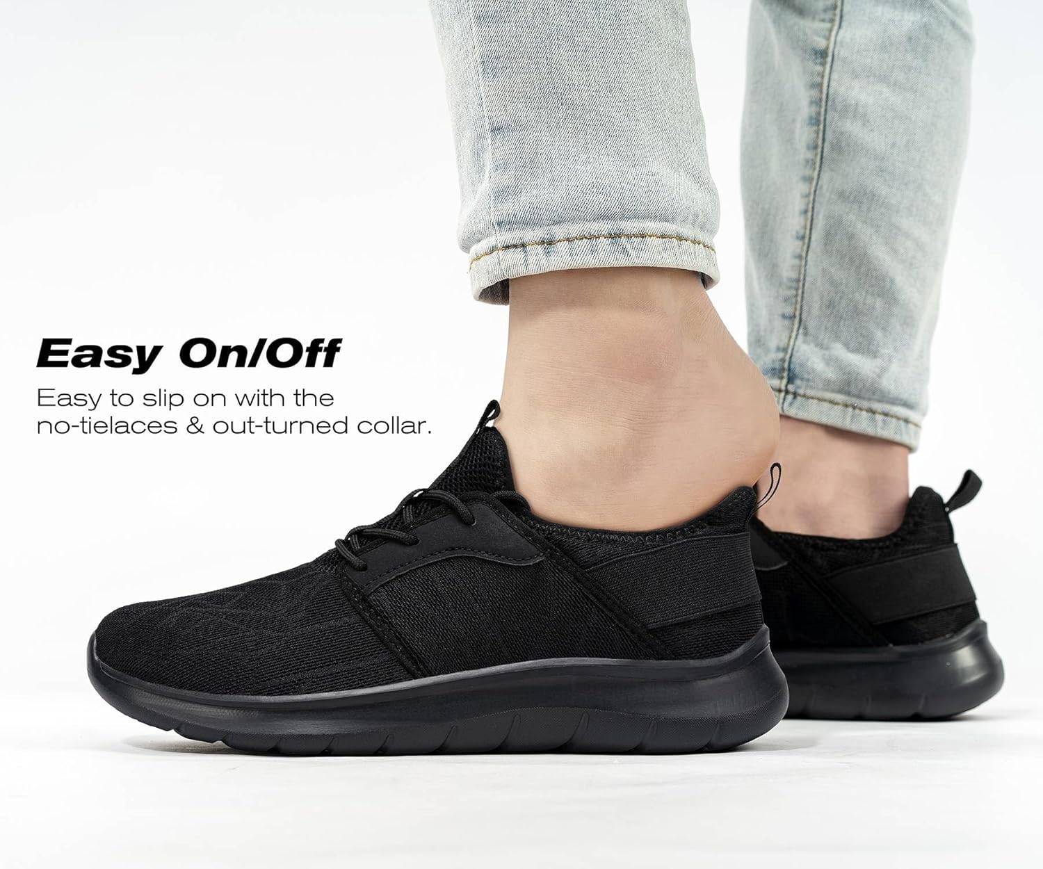 FENLERN Mens Running Shoes Tennis Gym Sneakers Casual Slip On Walking Lightweight Athletic Workout Breathable Fashion Sports Shoes 9.5 Black image 5 of 8 B0FB8Z4RMY