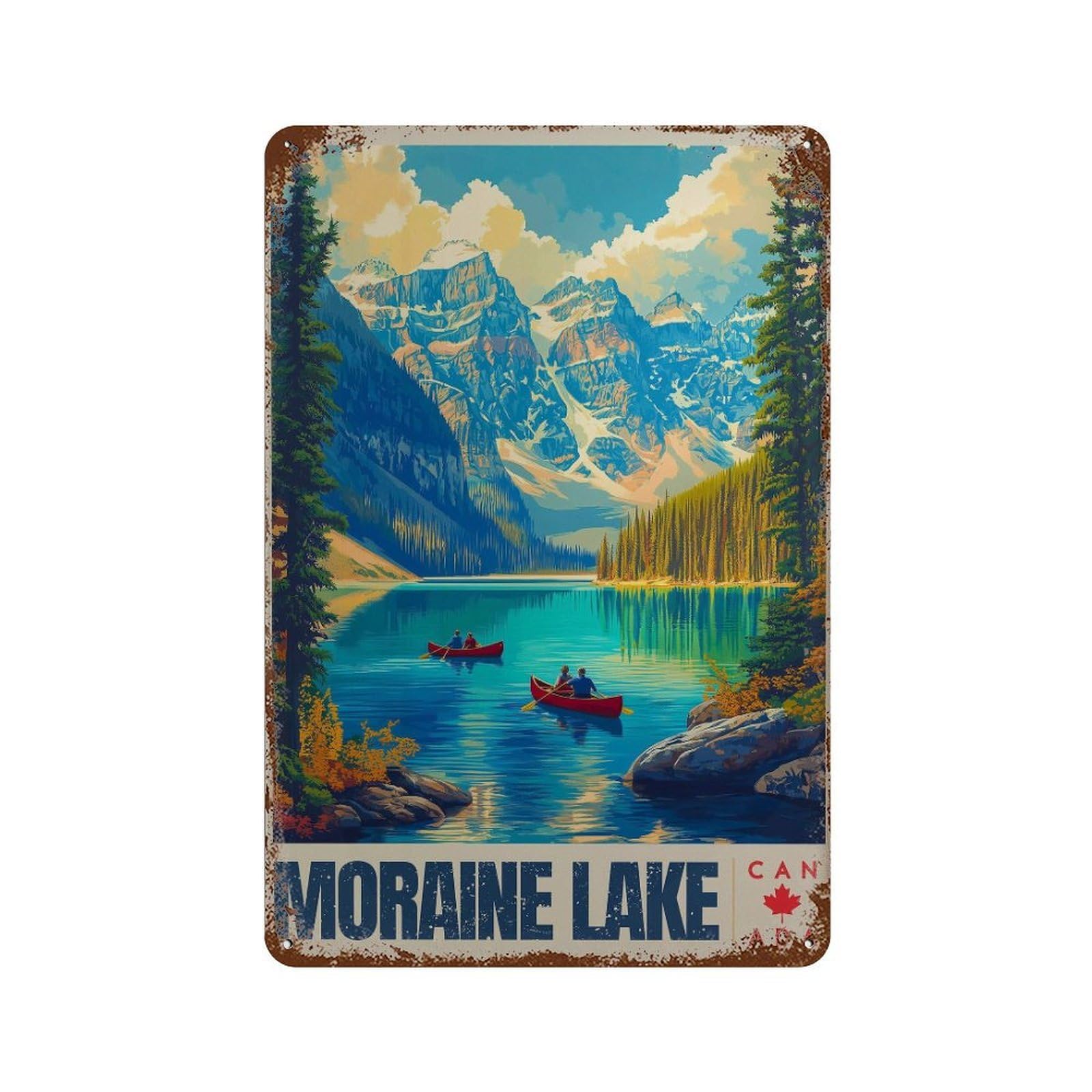 xiaoxiaoshen Moraine Lake Travel Banff British Columbia (2) Wall Decor Art Metal Tin Poster Modern Home Decor Art Home Bar Shop Decorations Vintage Sign 30x20cm