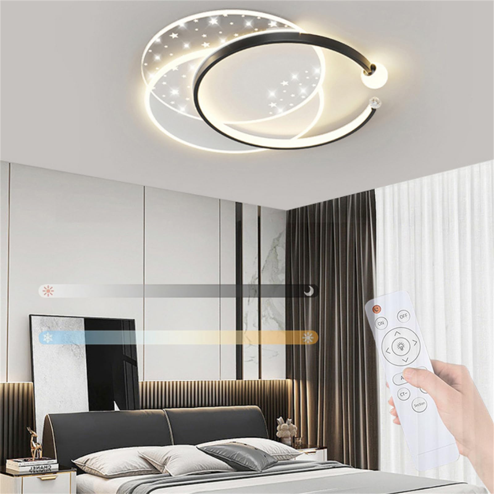 Plafonnier LED aluminium étoile minimaliste pour chambre moderne - 8