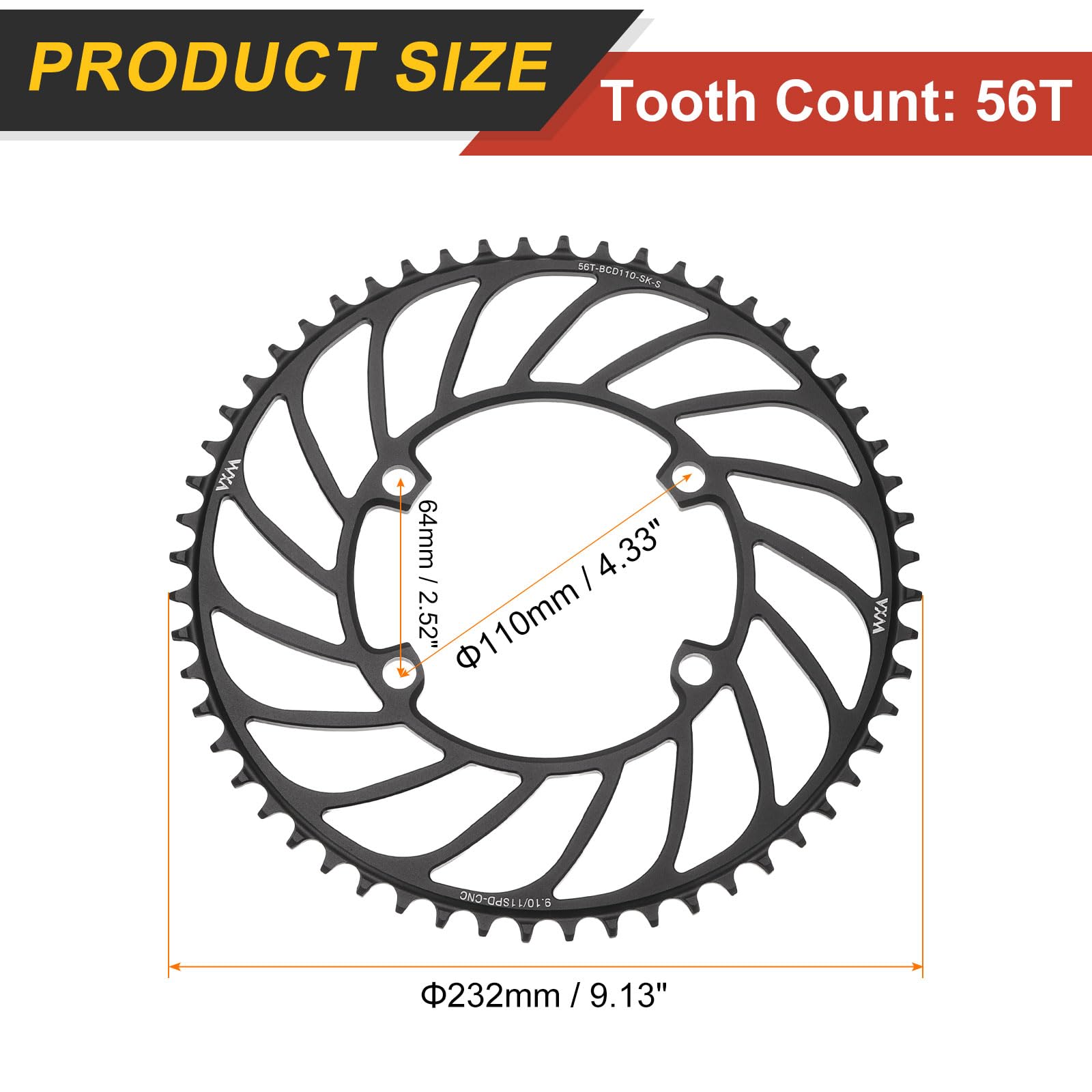 Amazon | uxcell バイクチェーンリング 56T 9/10/11速 232mm直径