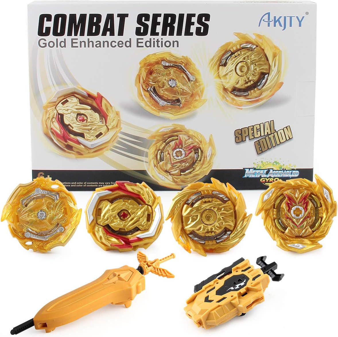 Bey Battle Battling Tops Burst Gyro Evolution Attack Set with 4D Launcher Grip Starter and Stadium(Gold)
