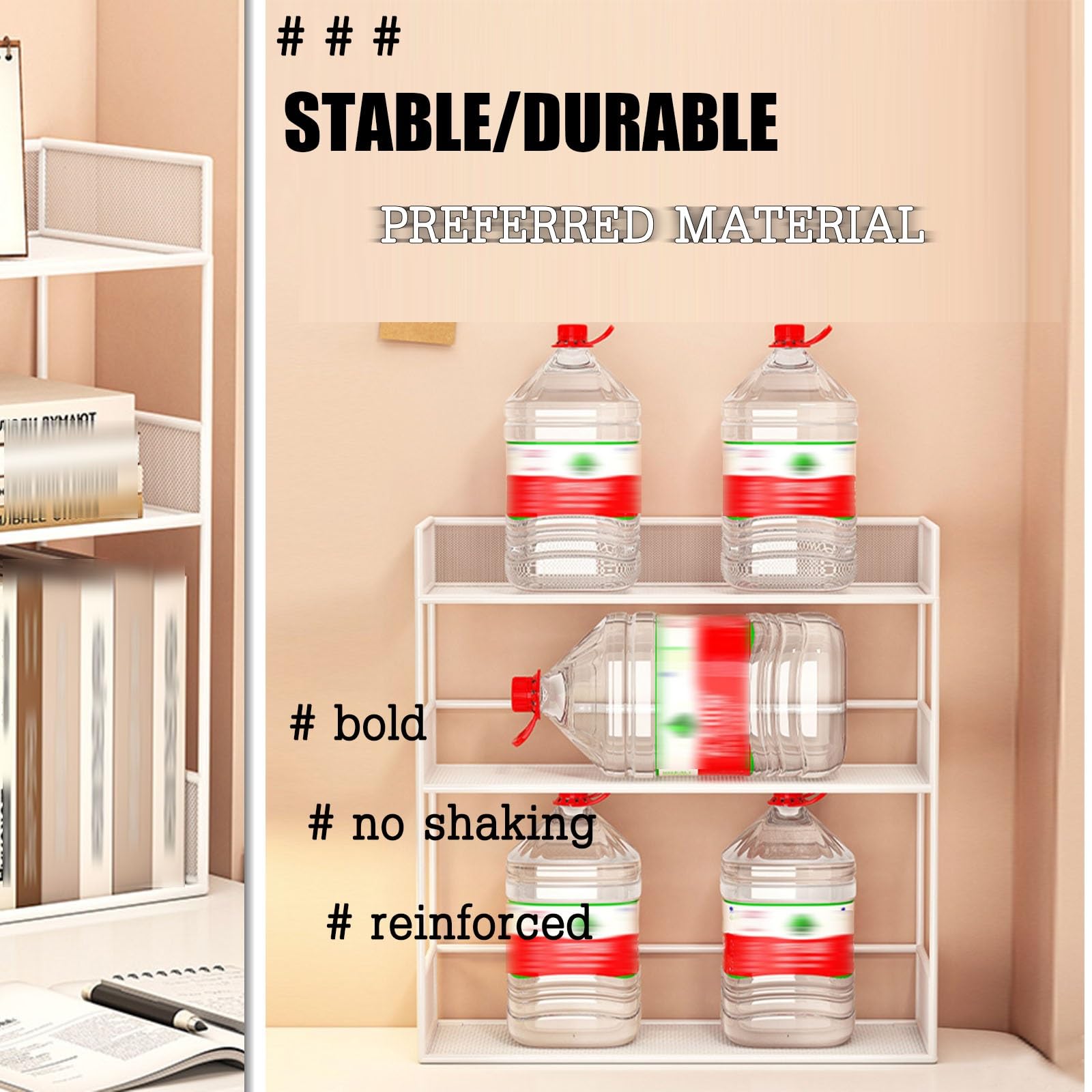 Desktop-Bücherregal Schreibtisch Aufsatzregal, Platzsparend Für Büro & Arbeitszimmer, Robustes Holz- Und Stahl-Design, Einfacher Aufbau, Ideal Für Kleine Flächen(W-Double,40cm)