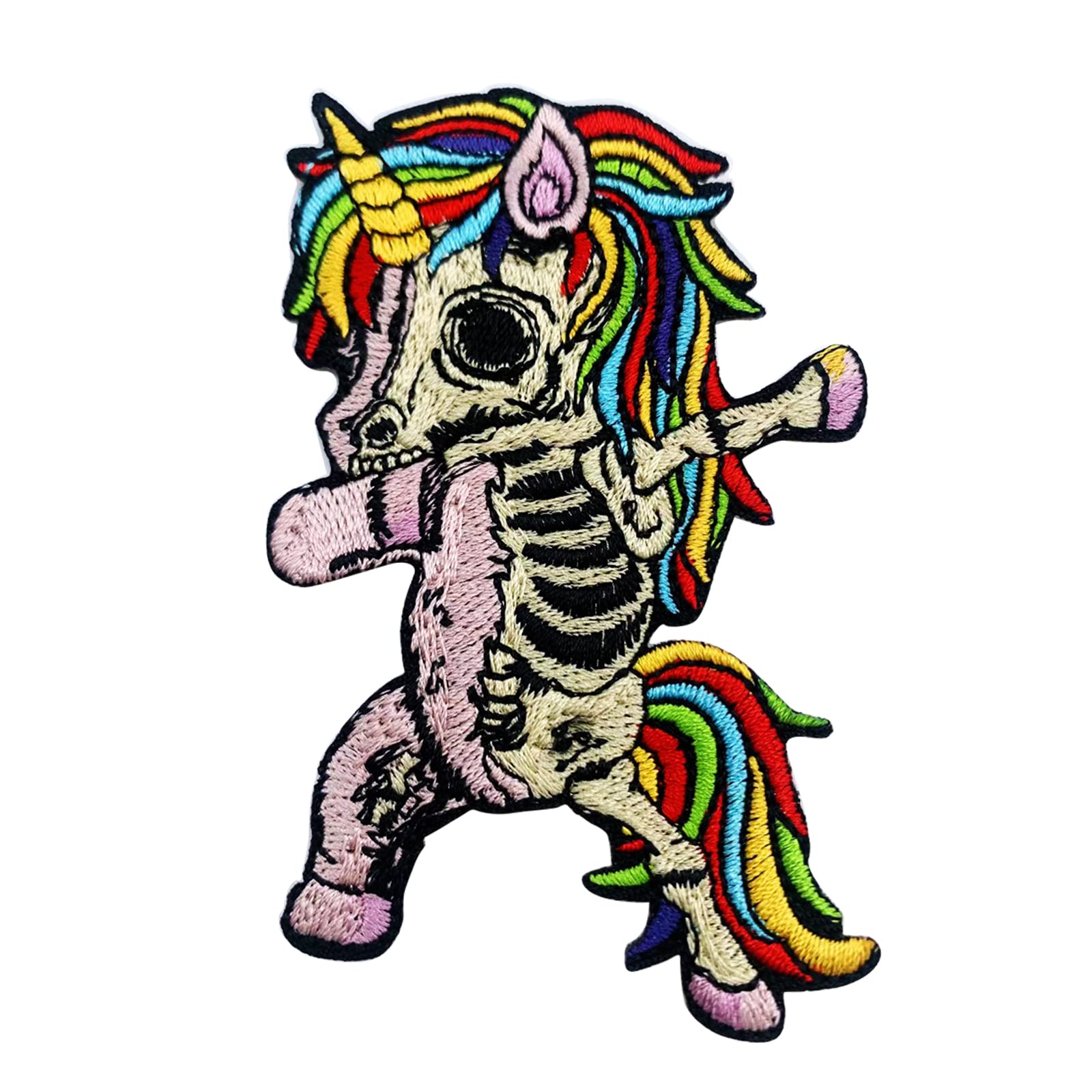 Unicorn Skeleton Patch Iron On Embroidered Patch Sew On Patch DIY for Jeans, Jackets, Clothes, Hats, Backpack & T-Shirts
