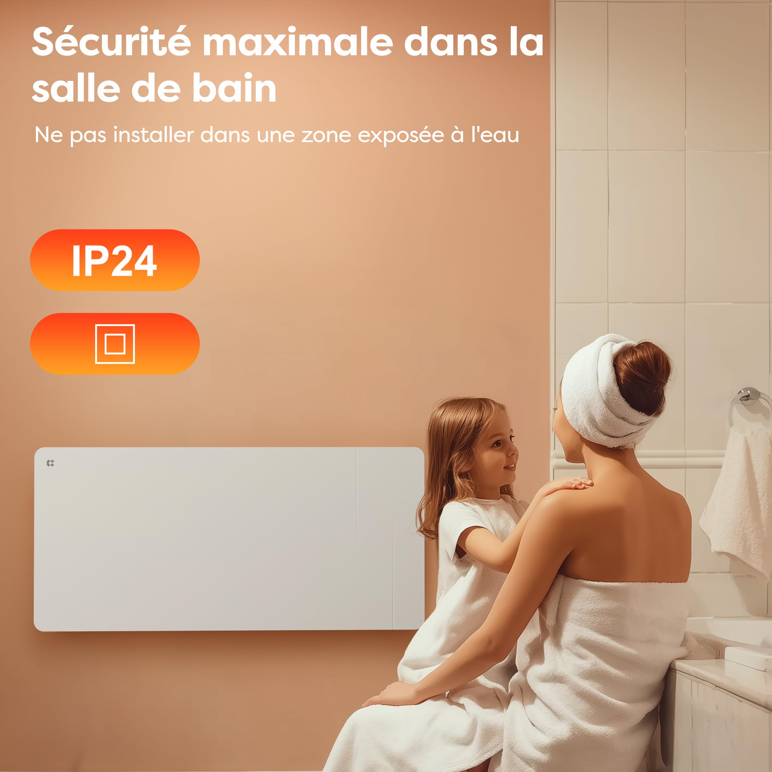 CIARRA Radiateur Inertie Céramique 2000W -WiFi -Film Chauffant - Chauffage Ultra-Rapide pour Grands Espaces (15-30 m²)- CBHTD20A-W