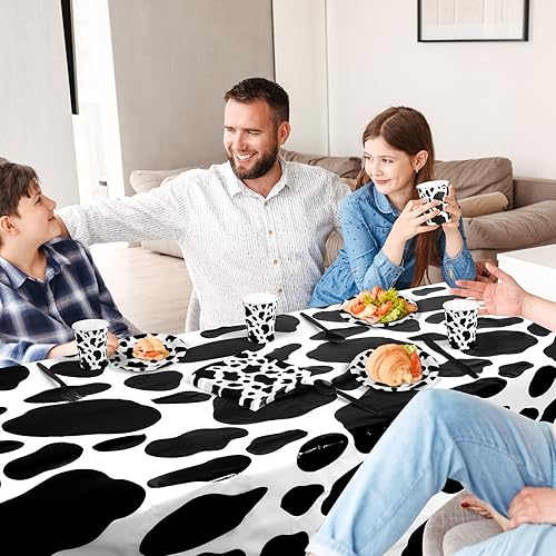 Miniatura 7 de durony Vajilla de fiesta con estampado de vaca, 169 piezas, incluye platos de fiesta, cucharas, tenedores, cuchillos, tazas, servilletas, estampado