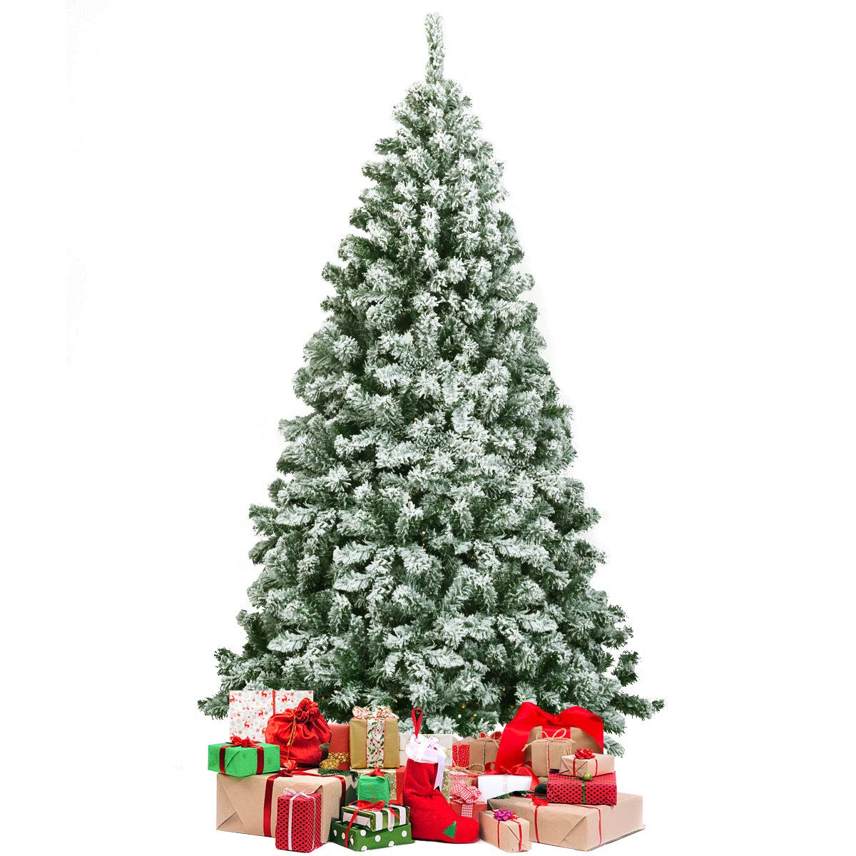 COSTWAY Árbol de Navidad Artificial 180 cm, Arbol de Navidad Nevado con Nieve, Agujas de PVC de 928 Ramas, Arvore de Natal con Soporte de Metal para Hogar Oficina Fiesta