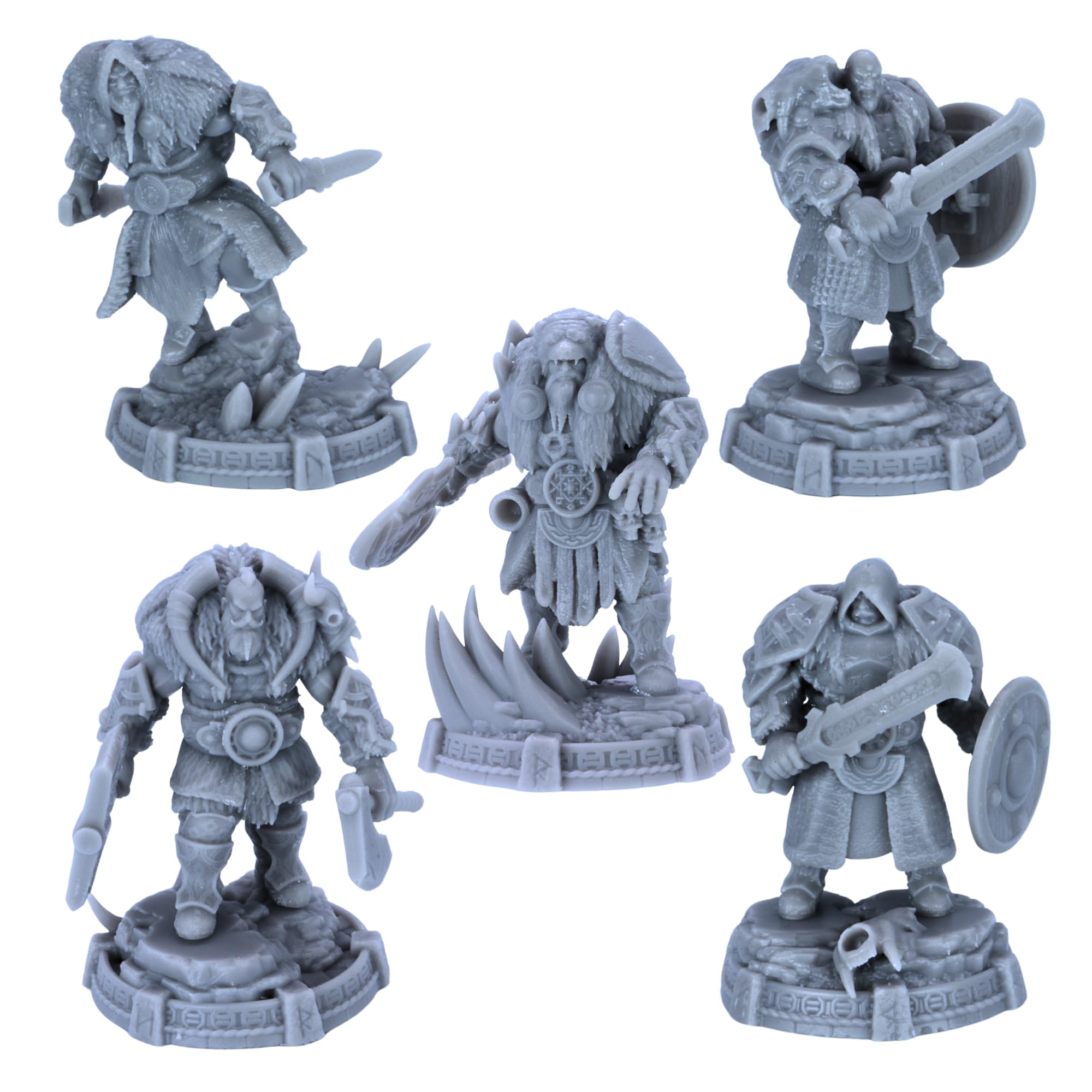 Forged Terrain Descendants of Tyr - 5 Viking Barbarian Miniatures, Grey, 32mm Scale