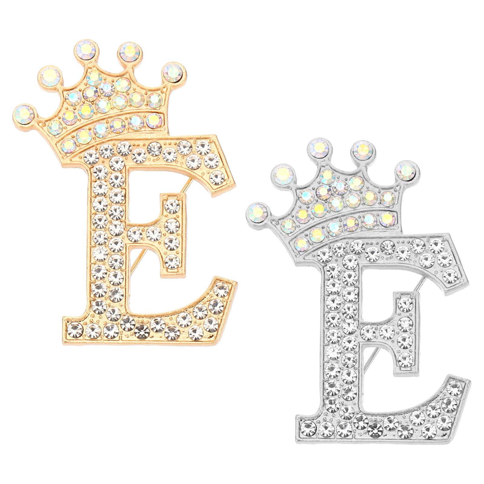 PATIKIL Letter Brooch Pins, Crown Initial Rhinestone Alphabet Letter Lapel Badges Pin for Women Suits Dress