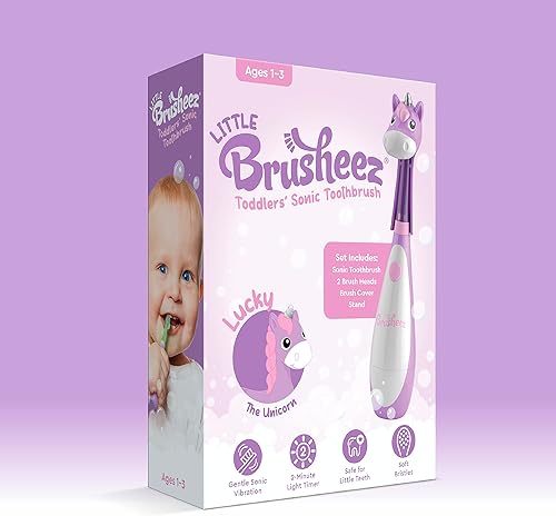 Miniatura 8 de Brusheez Cepillo de dientes sónico para niños pequeños, cepillo de dientes seguro y suave para edades de 1 a 3 años con temporizador integrado