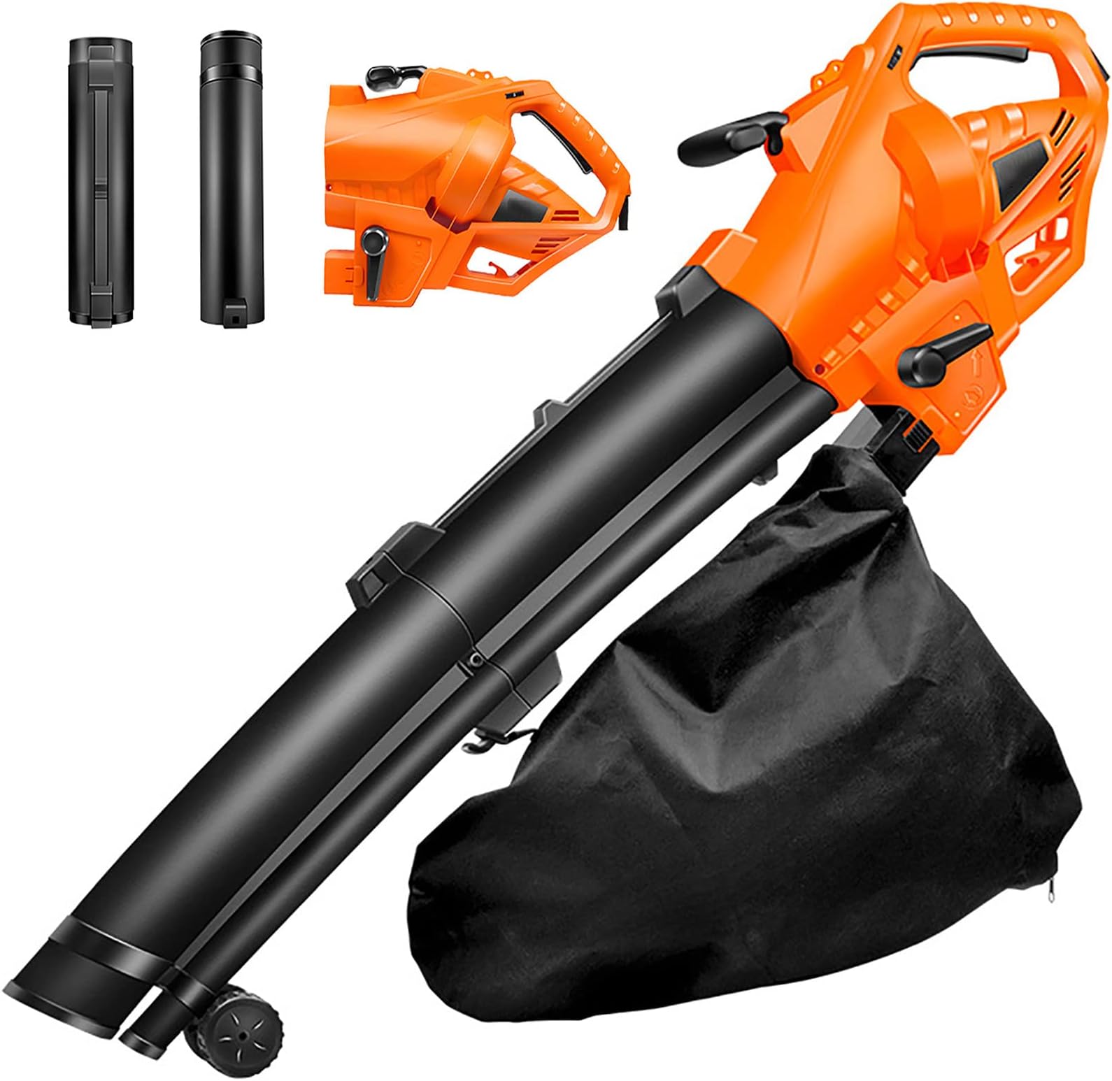 Powerful Leaf Blower, 3 In 1 (Leaf Blower + Vacuum Cleaner + Leaf Shredder) Garden Blower, 6-Speed Adjustment, 10:1 Powder Ratio, With 35L Collection Bag, 270 Km/H Electric Garden Duster,30M